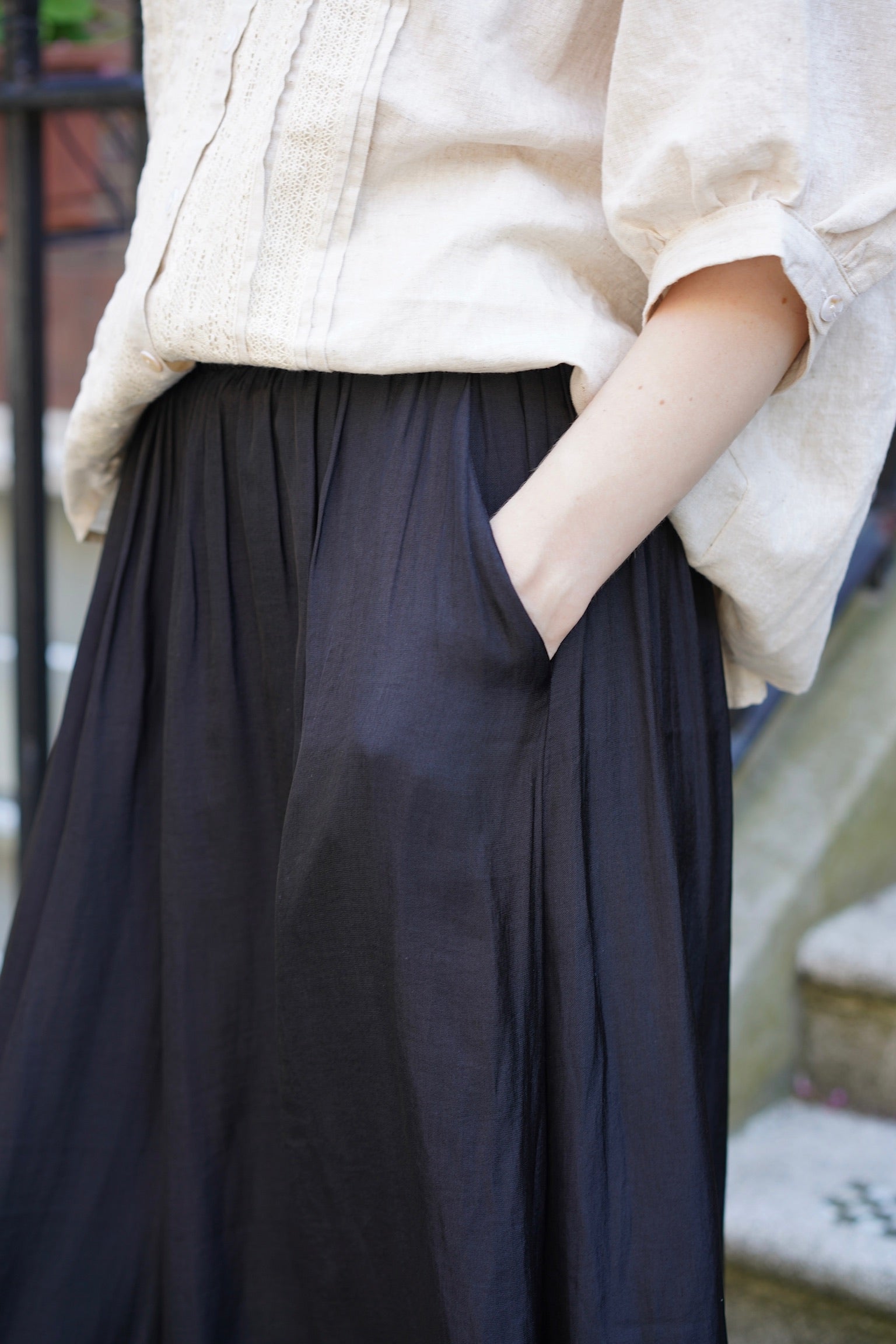 Floaty Palazzo Trousers (Ink Black)
