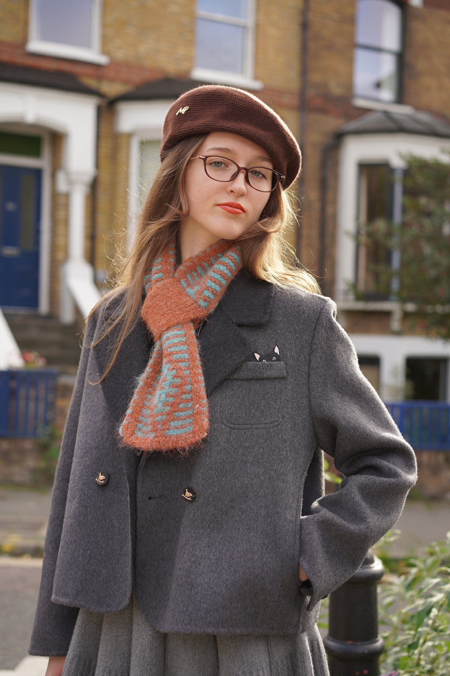 Folk Tale Fluffy Loop Scarf (Pumpkin Spice）