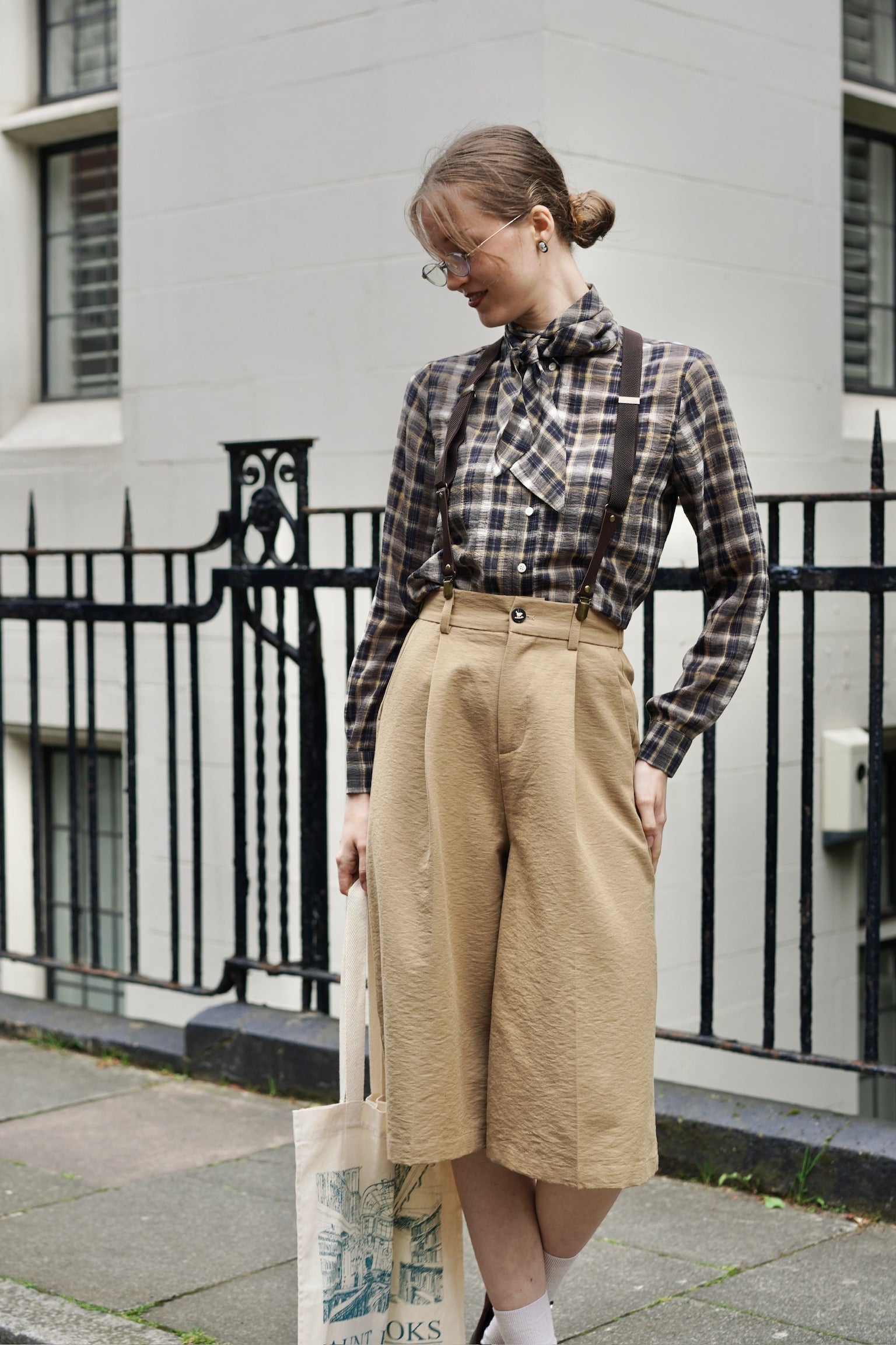 Gentleman Summer Suspender Culottes (Camel)