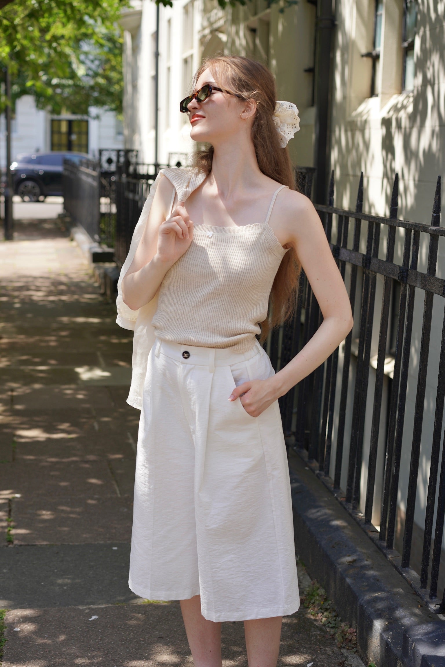 Gentleman Summer Suspender Culottes (White)
