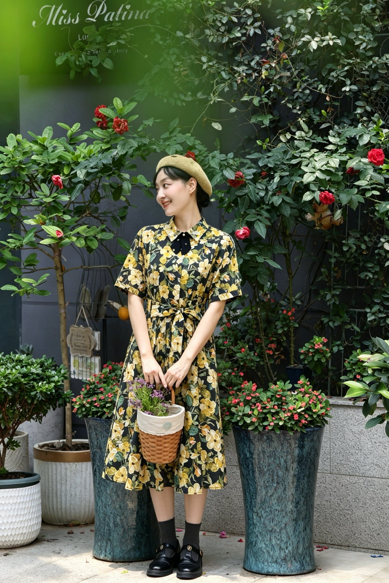 Golden Bloom Cotton Dress