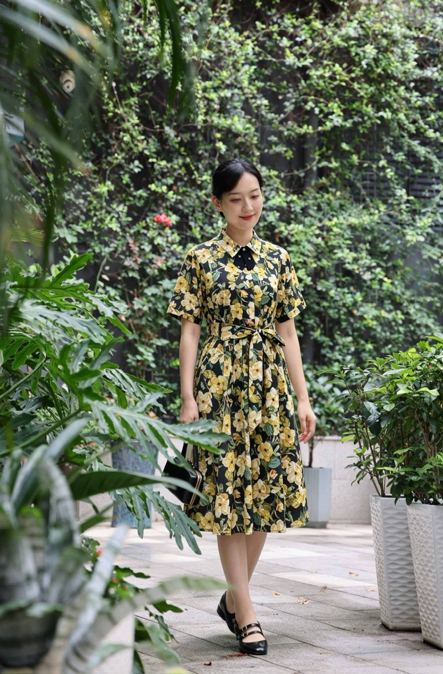 Golden Bloom Cotton Dress