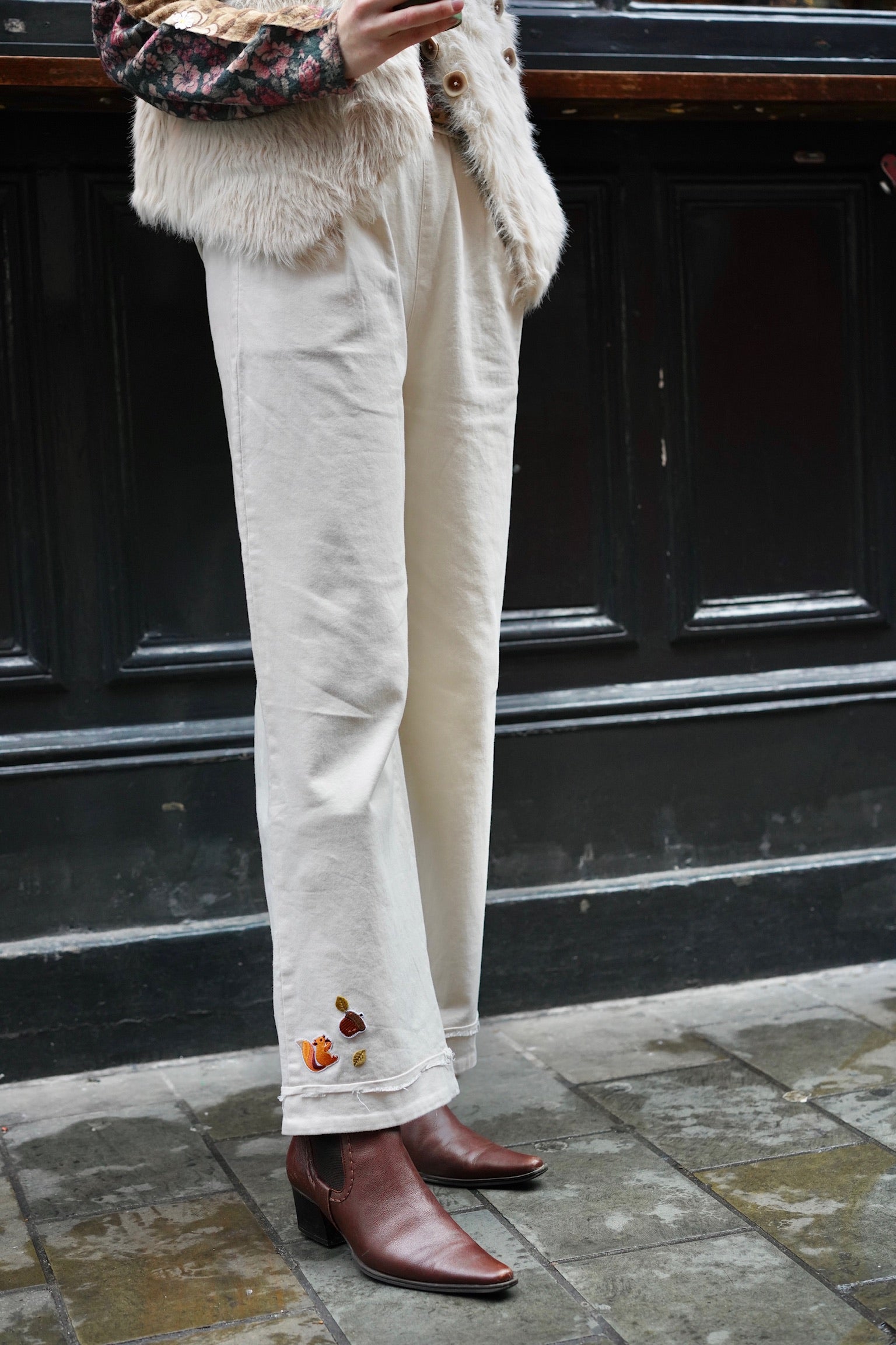 Squirrel Scout Trousers  (Cream & Red)