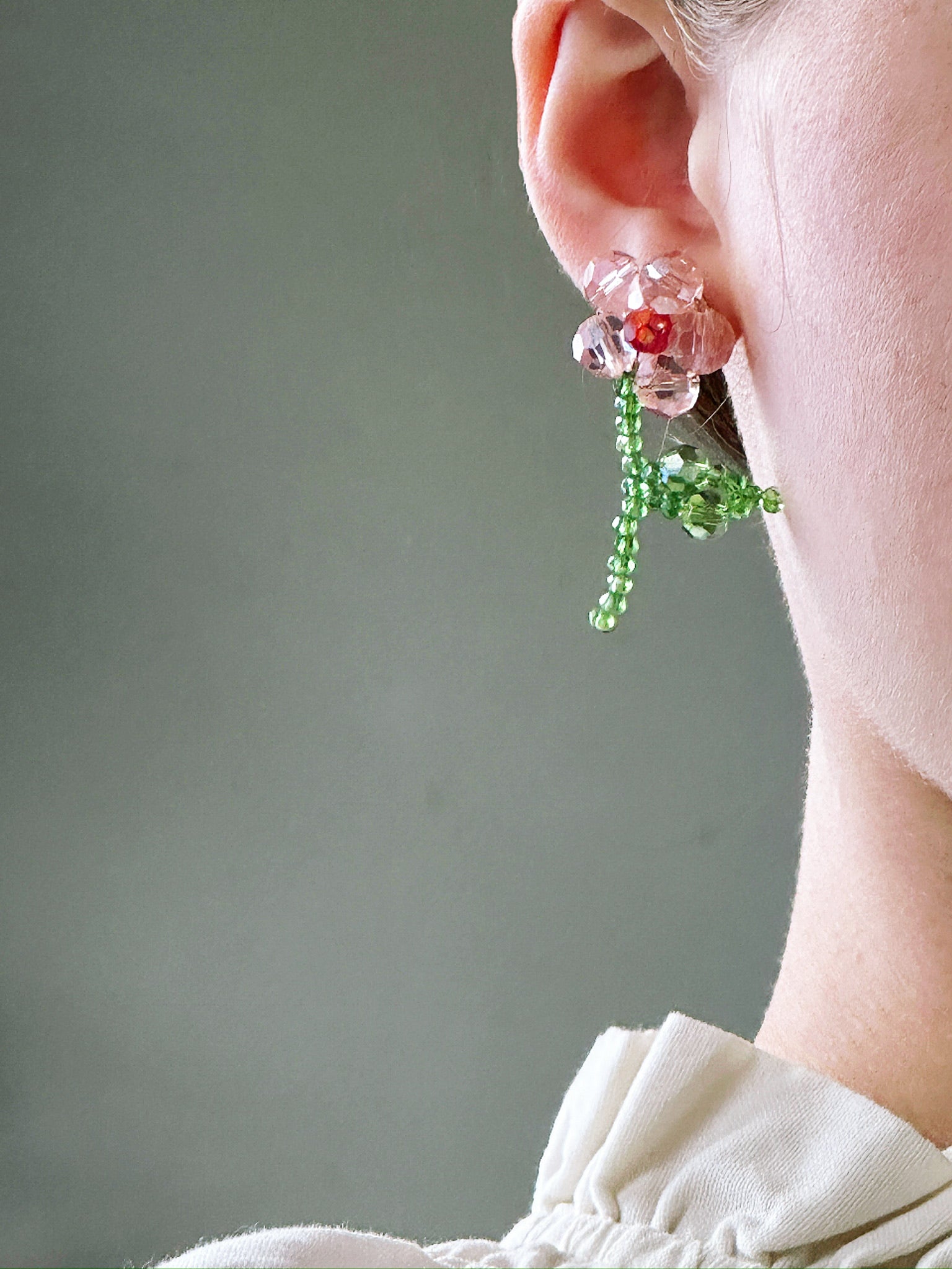 Handmade Cherry Blossom Bead Earrings