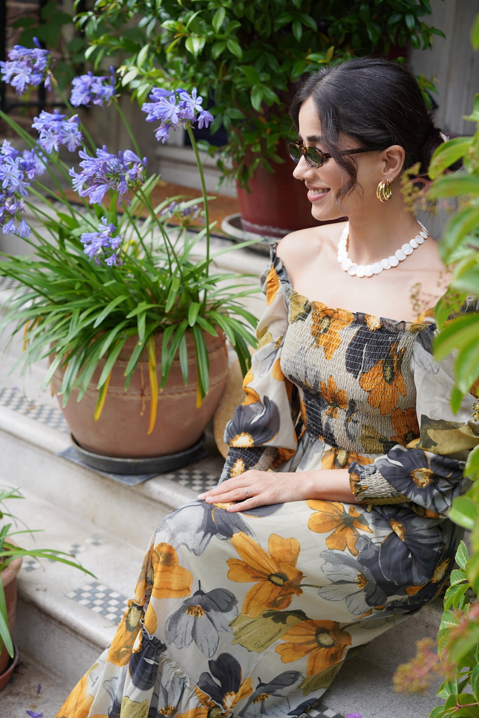 Harper Shirred Midi Dress