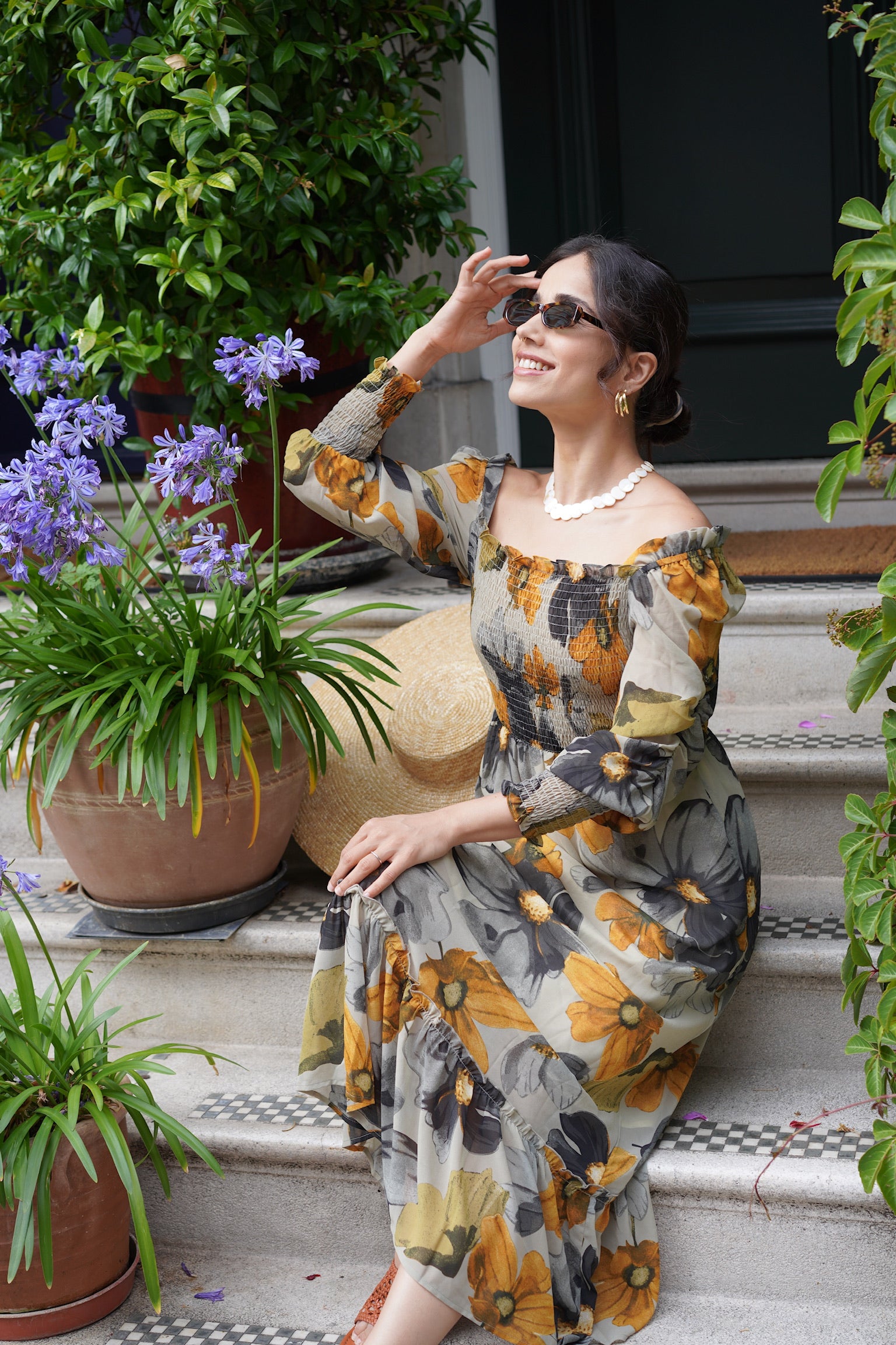 Harper Shirred Midi Dress