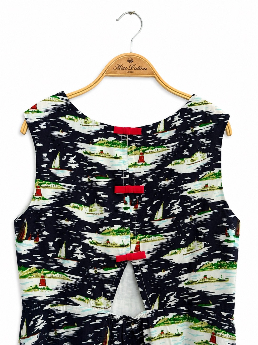 Hawaiian Vintage Print Open Back Mini Dress