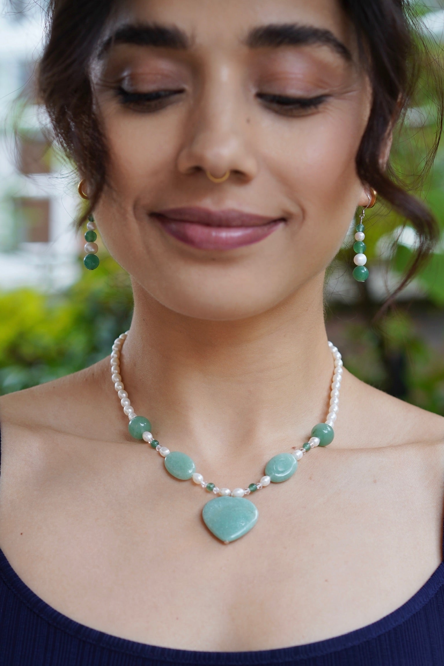 Healing Heart Crystal & Pearl Jewelry Set (3 colours)