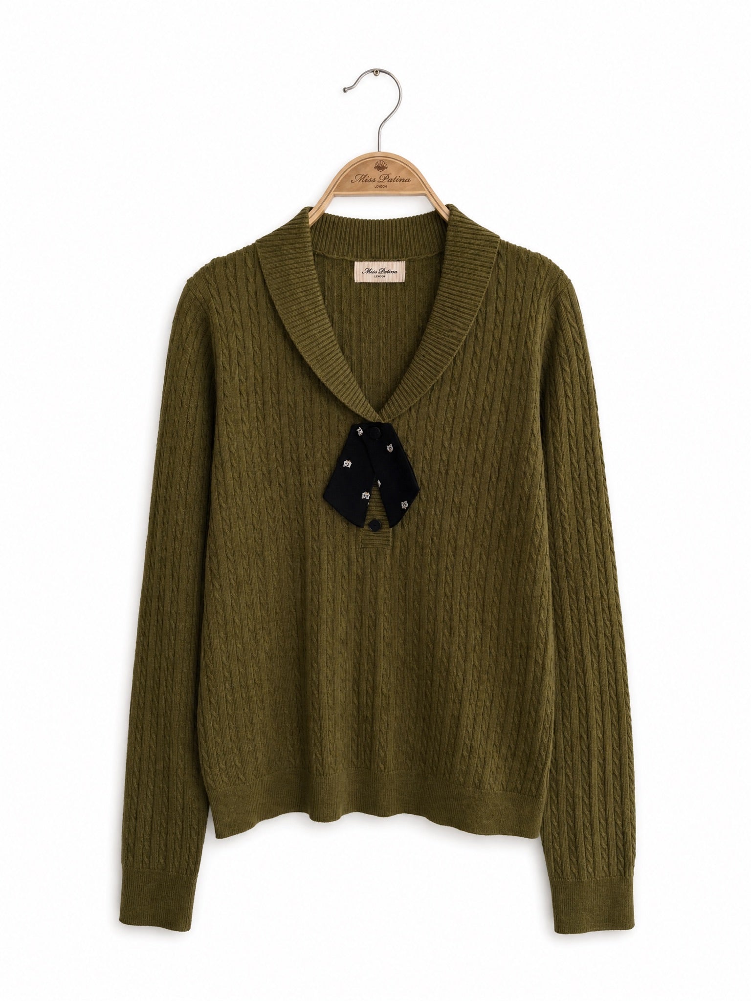 Heritage Bow Cable Knit (Olive Green)