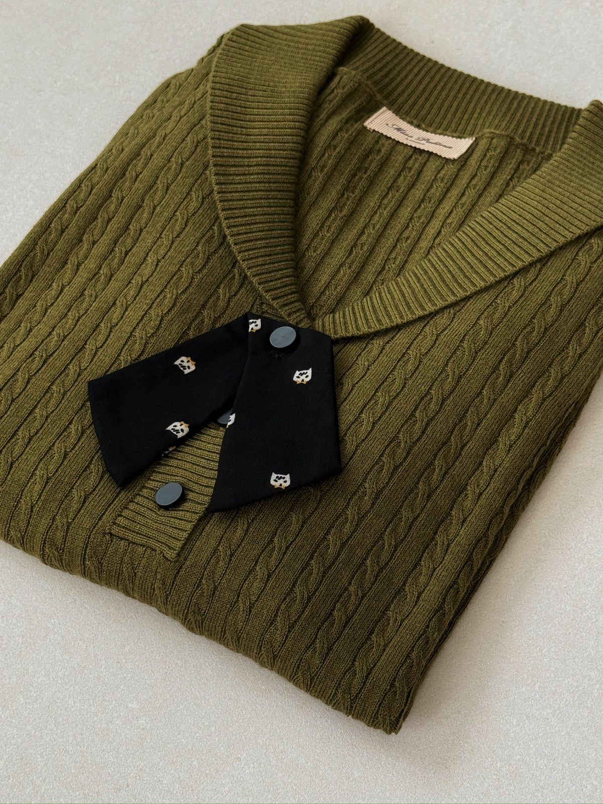 Heritage Bow Cable Knit (Olive Green)