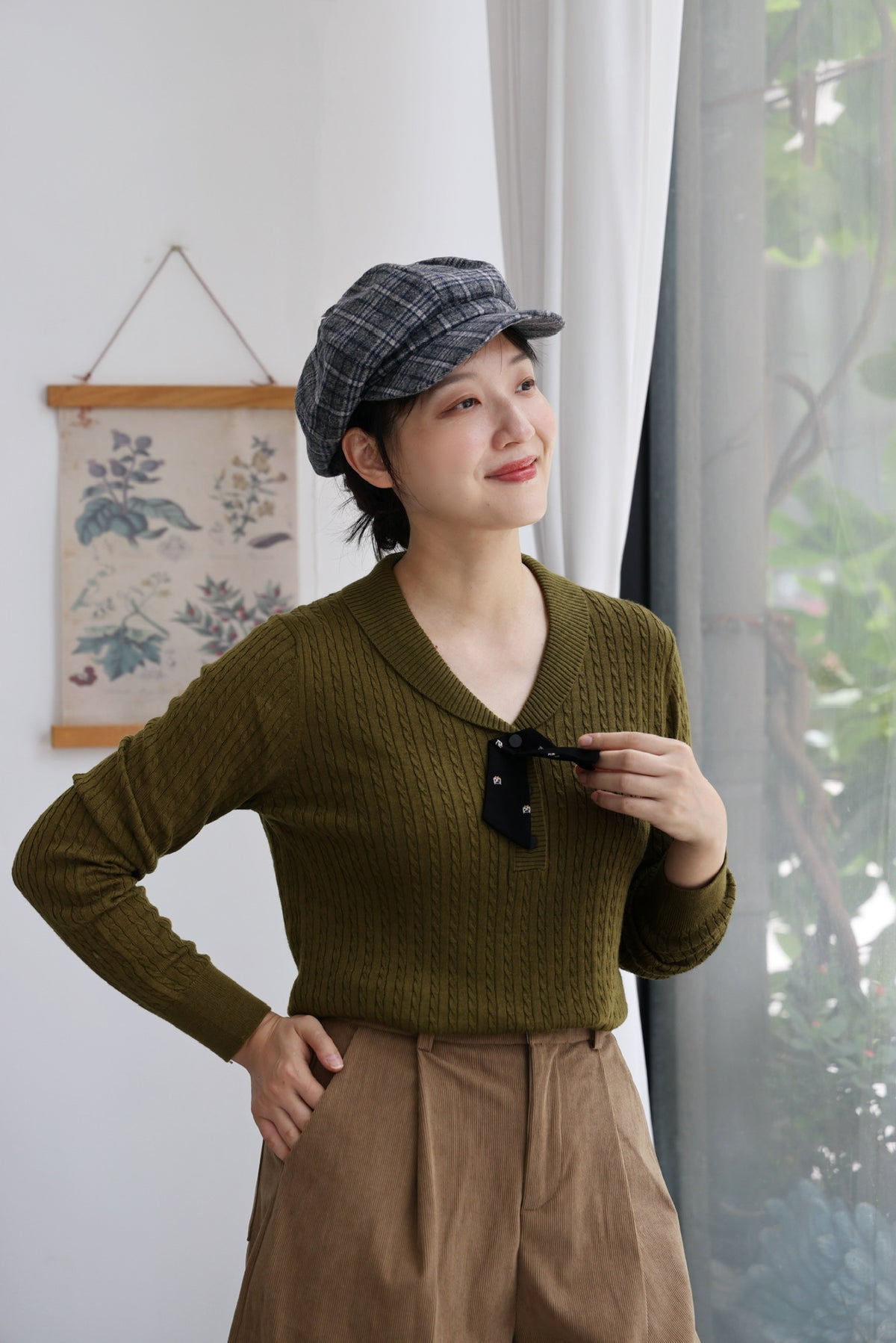 Heritage Bow Cable Knit (Olive Green)