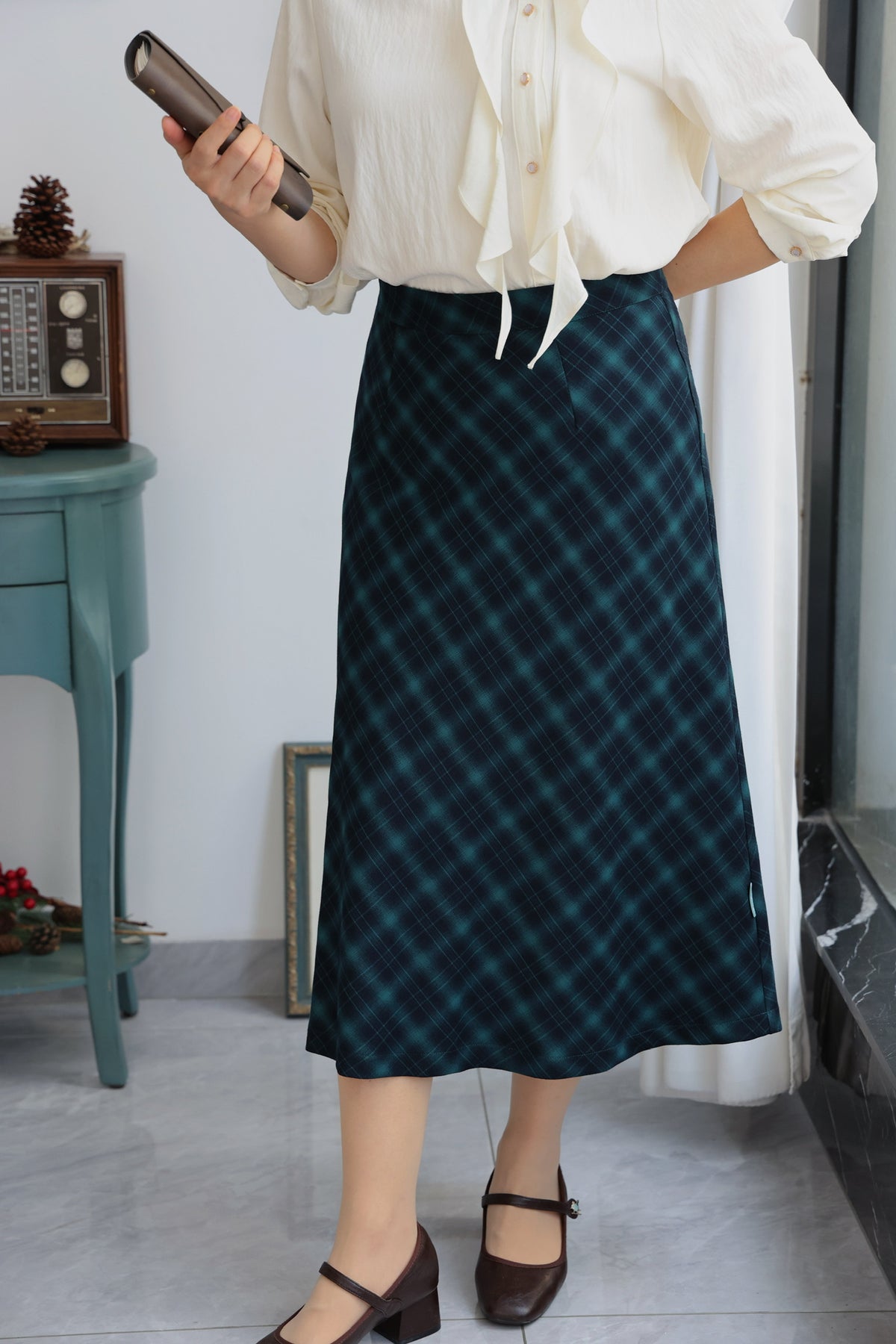 Highland Tartan Midi Skirt