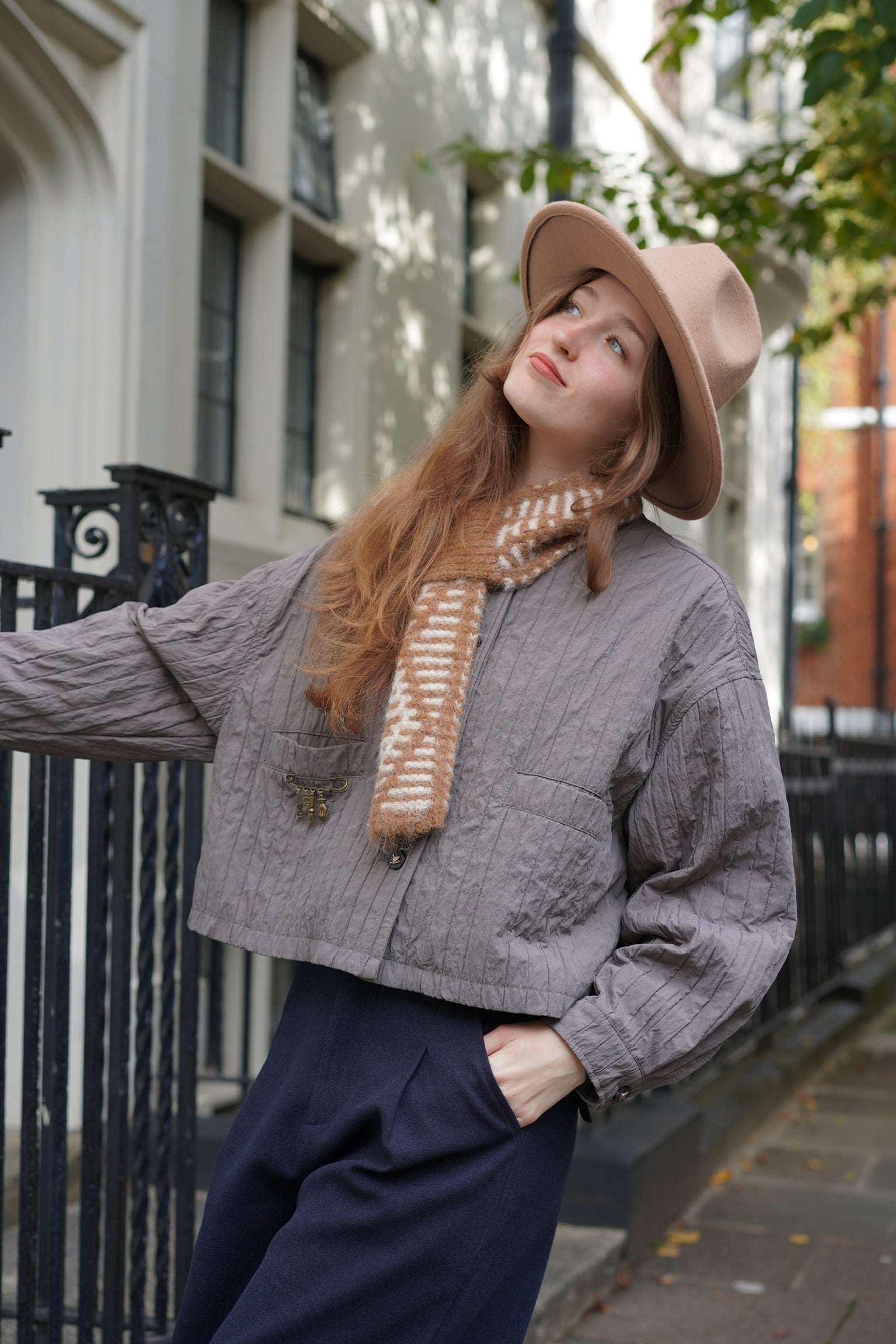 Holloway Bat Wing Cropped Jacket (Taupe Grey)