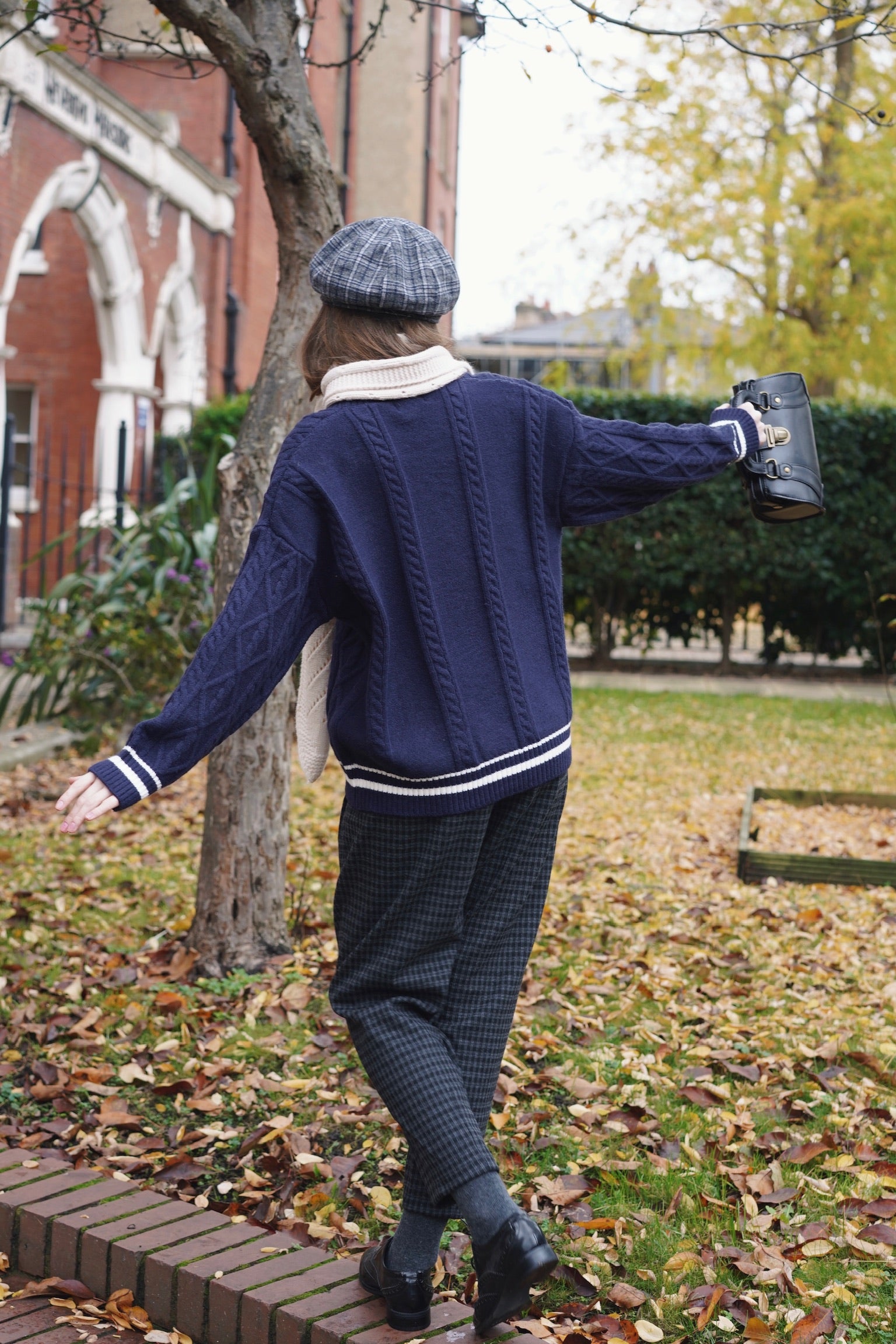 Holmesian Cat Varsity Cardigan (Navy)