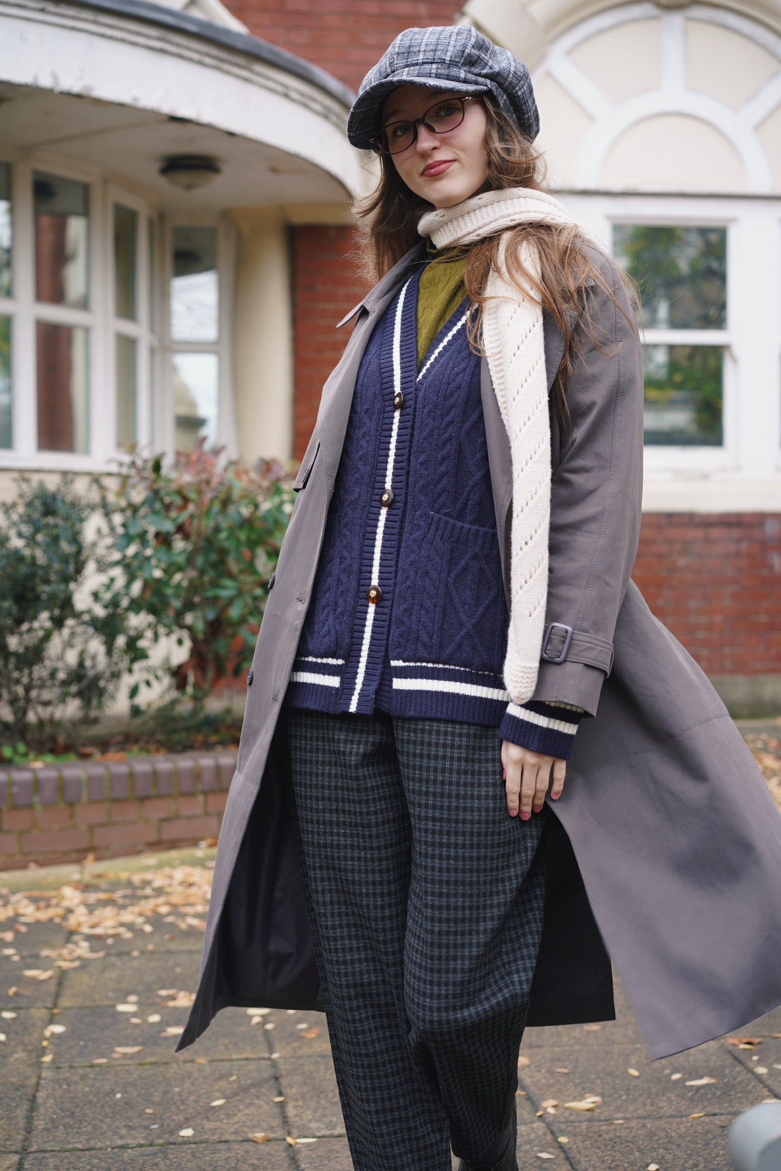 Holmesian Cat Varsity Cardigan (Navy)