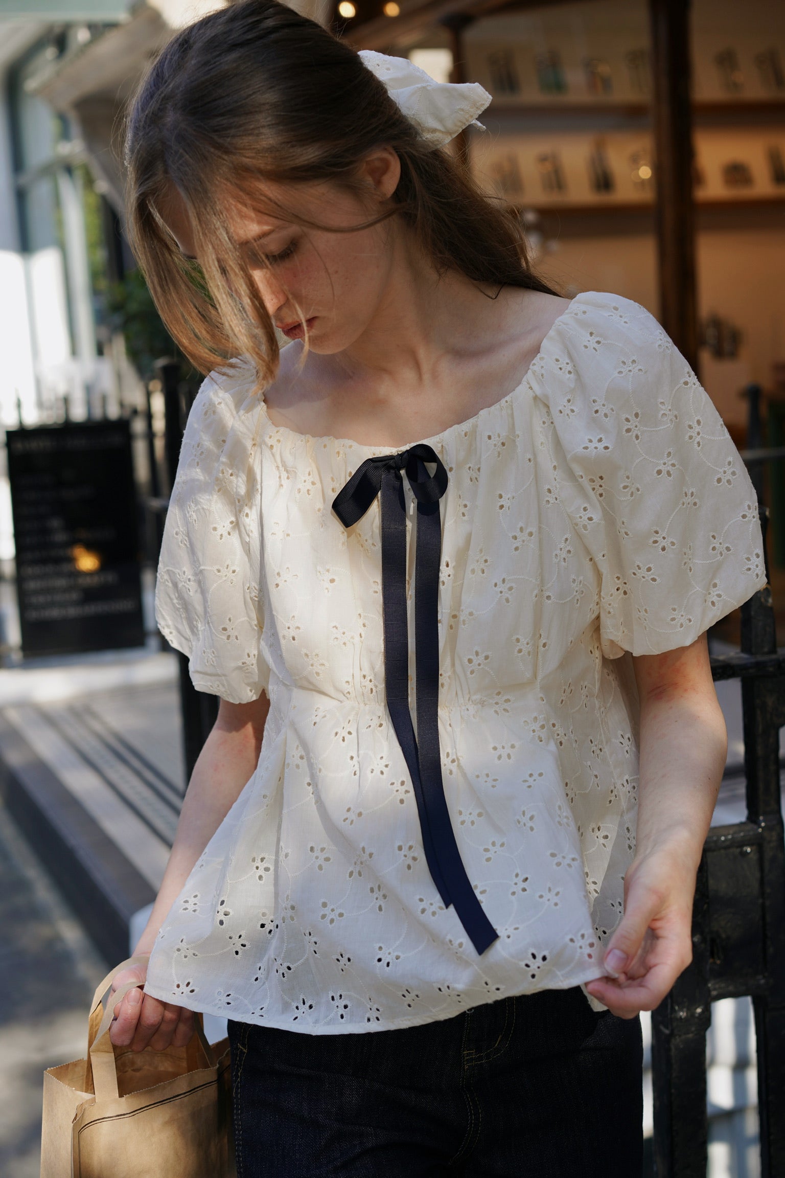 Jane Babydoll Cotton Top With Scrunchie