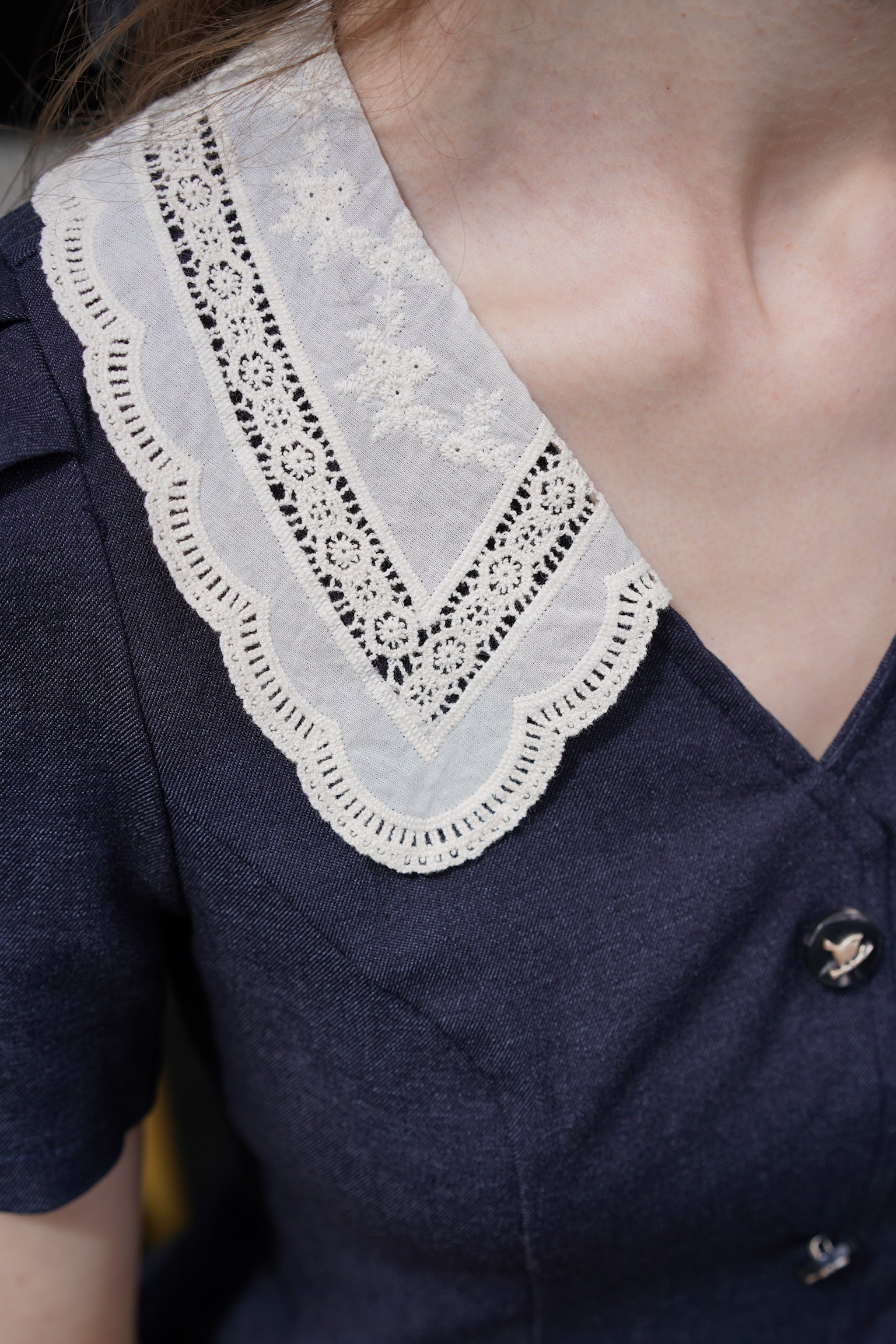Jeanie Broderie Collar Crop Top