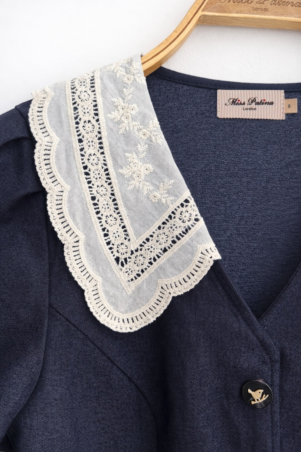 Jeanie Broderie Collar Crop Top