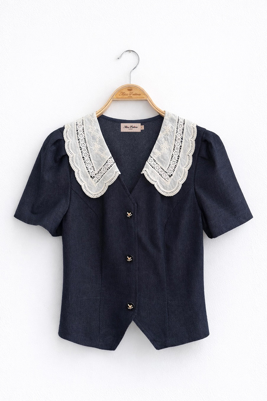 Jeanie Broderie Collar Crop Top