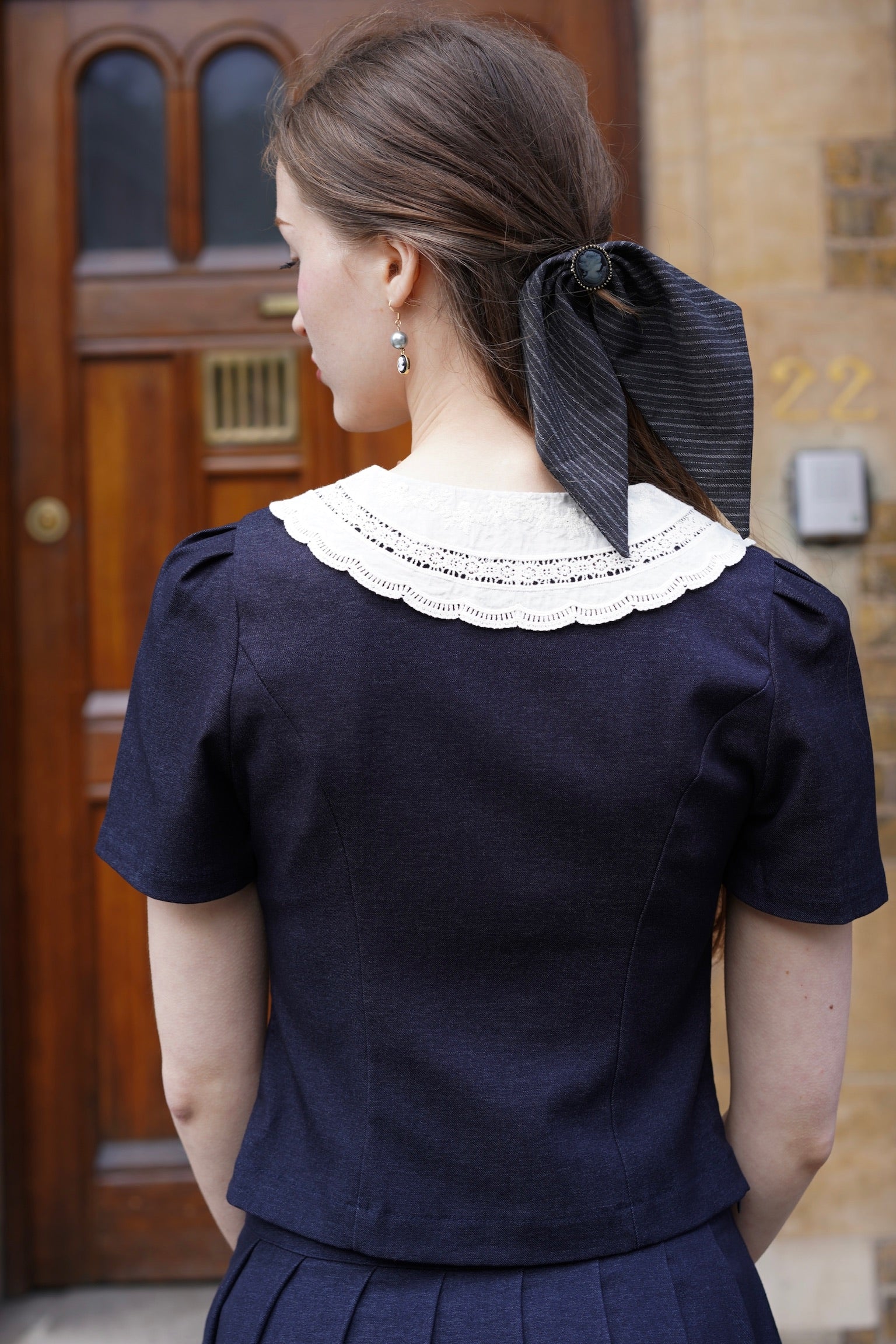 Jeanie Broderie Collar Crop Top