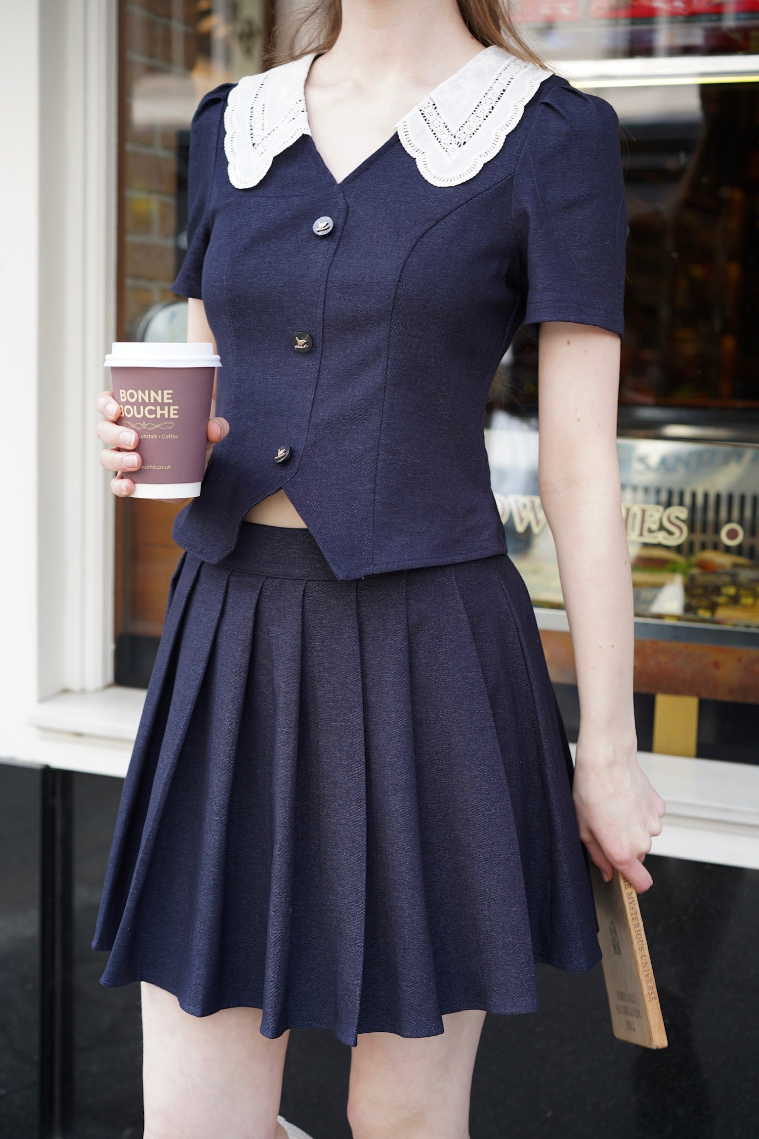 Jeanie Broderie Collar Crop Top