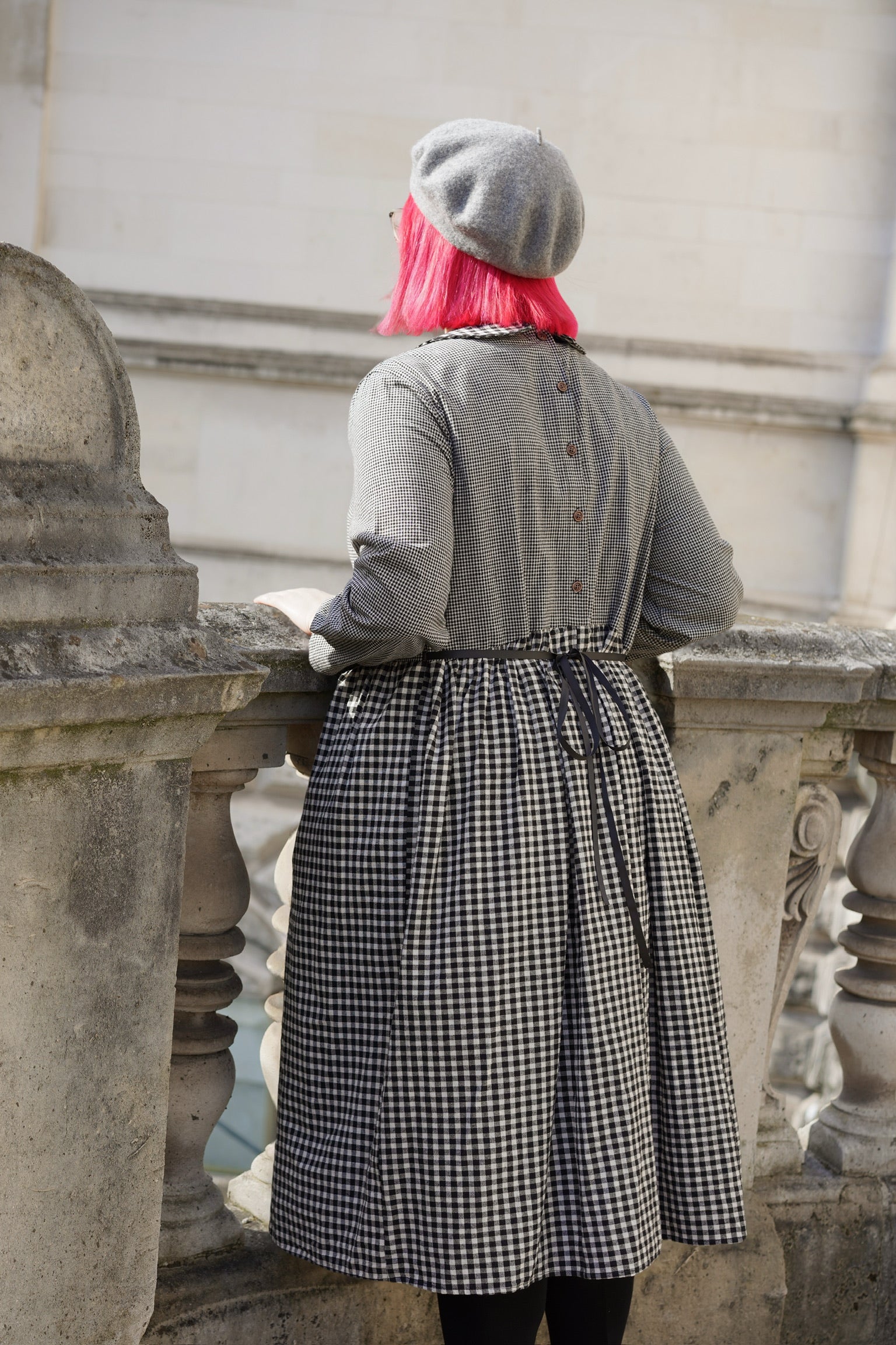 Jo March Gingham Oversized Dress (Black Gingham)