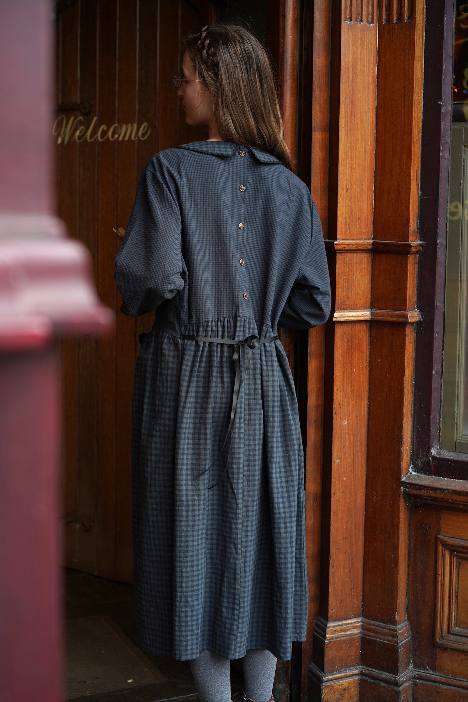 Jo March Gingham Oversized Dress (Teal Blue Gingham)