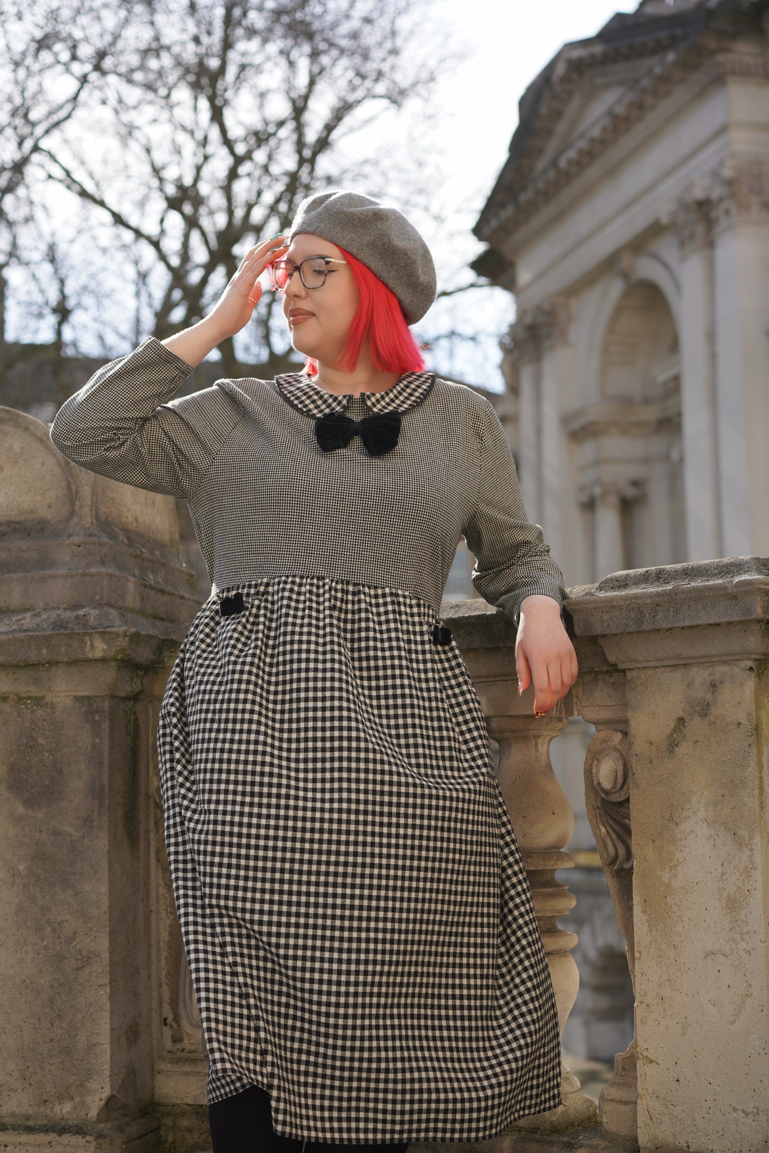 Jo March Gingham Oversized Dress (Black Gingham)