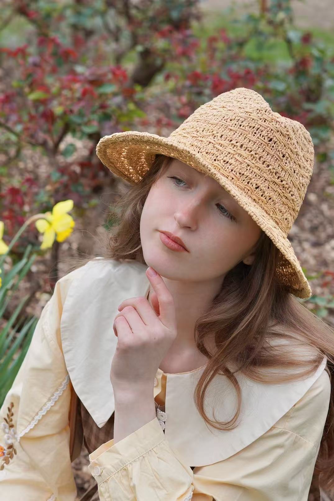 Jolene Foldable Straw Hat (Light Toffee)