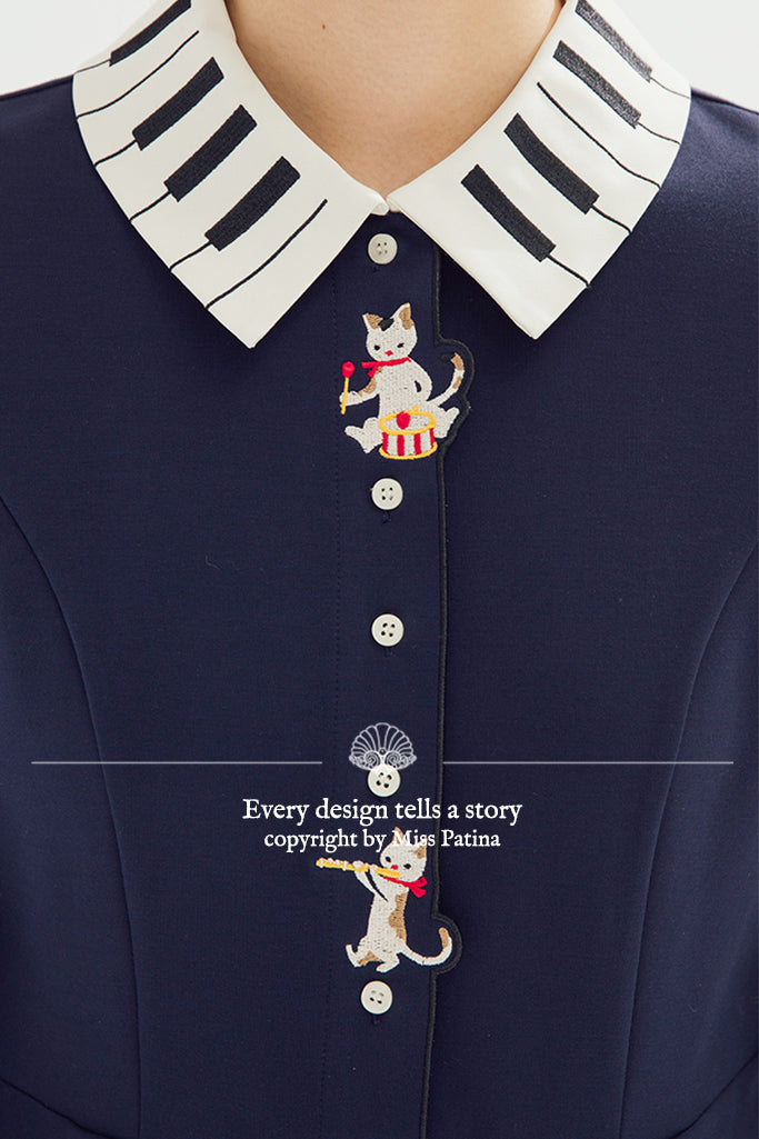 Kitten Melody Dress (Navy)