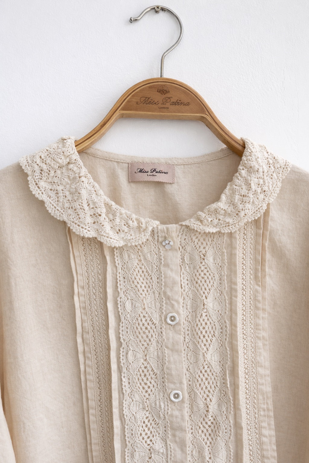 Kitty Bow Vintage Lace Linen Shirt