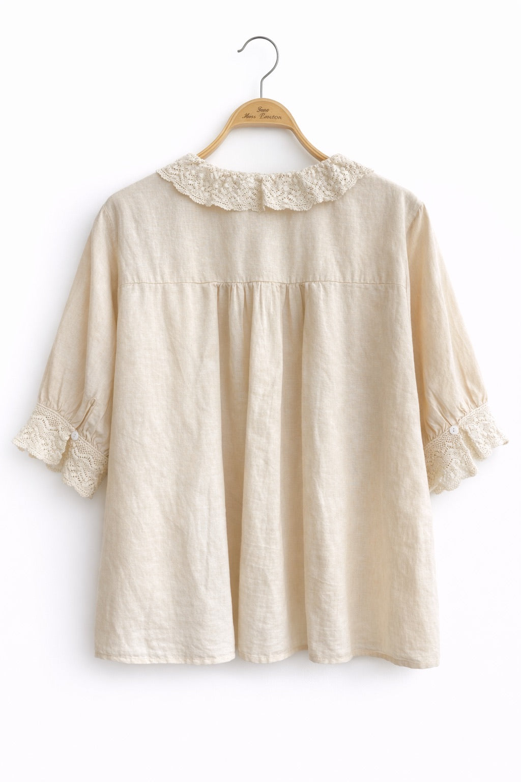 Kitty Bow Vintage Lace Linen Shirt