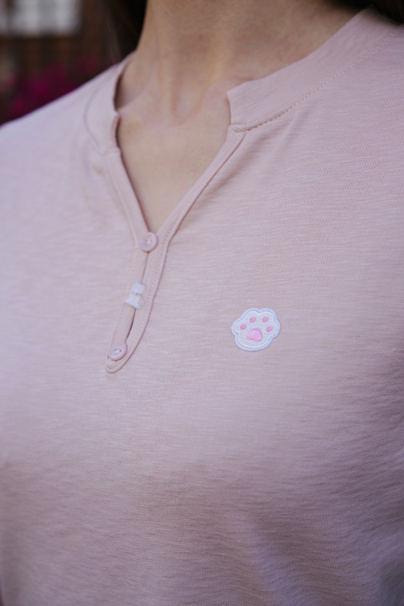 Kitty Paw Henley Cotton Tee (3 colours)
