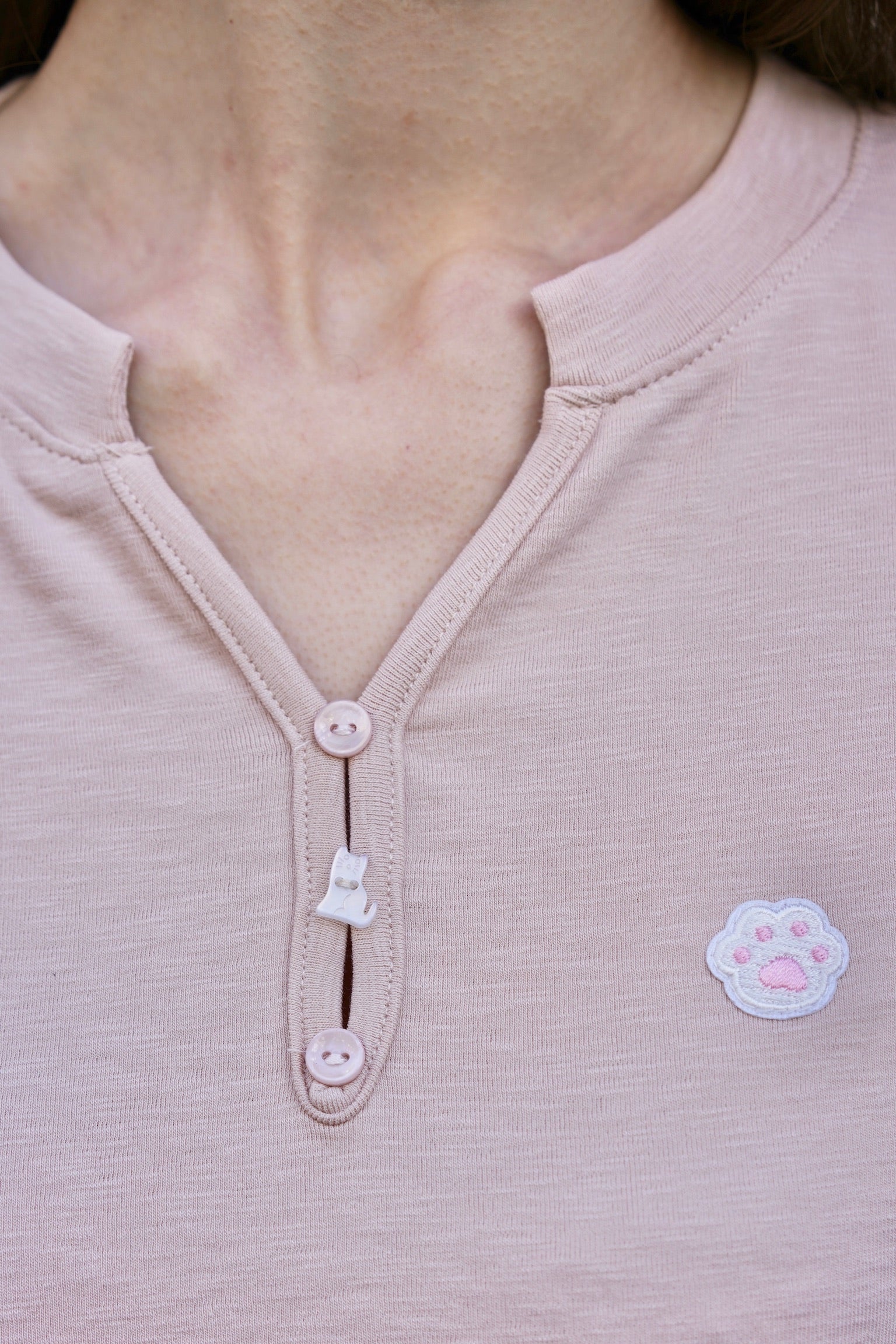 Kitty Paw Henley Cotton Tee (3 colours)