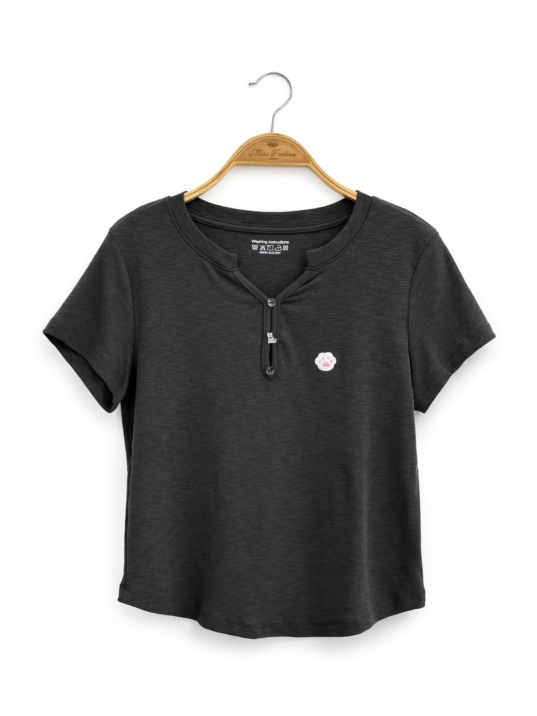 Kitty Paw Henley Cotton Tee (3 colours)