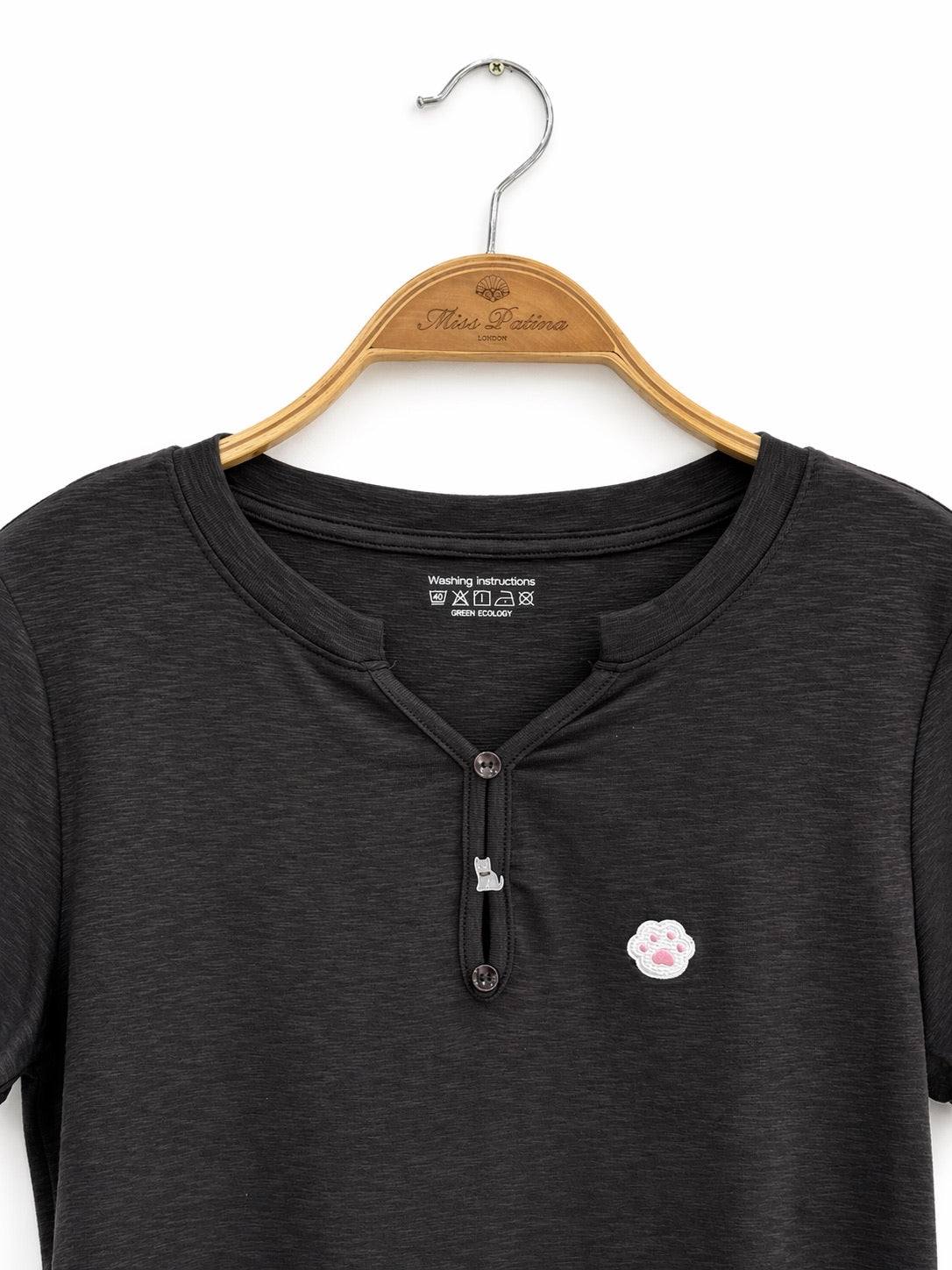 Kitty Paw Henley Cotton Tee (3 colours)