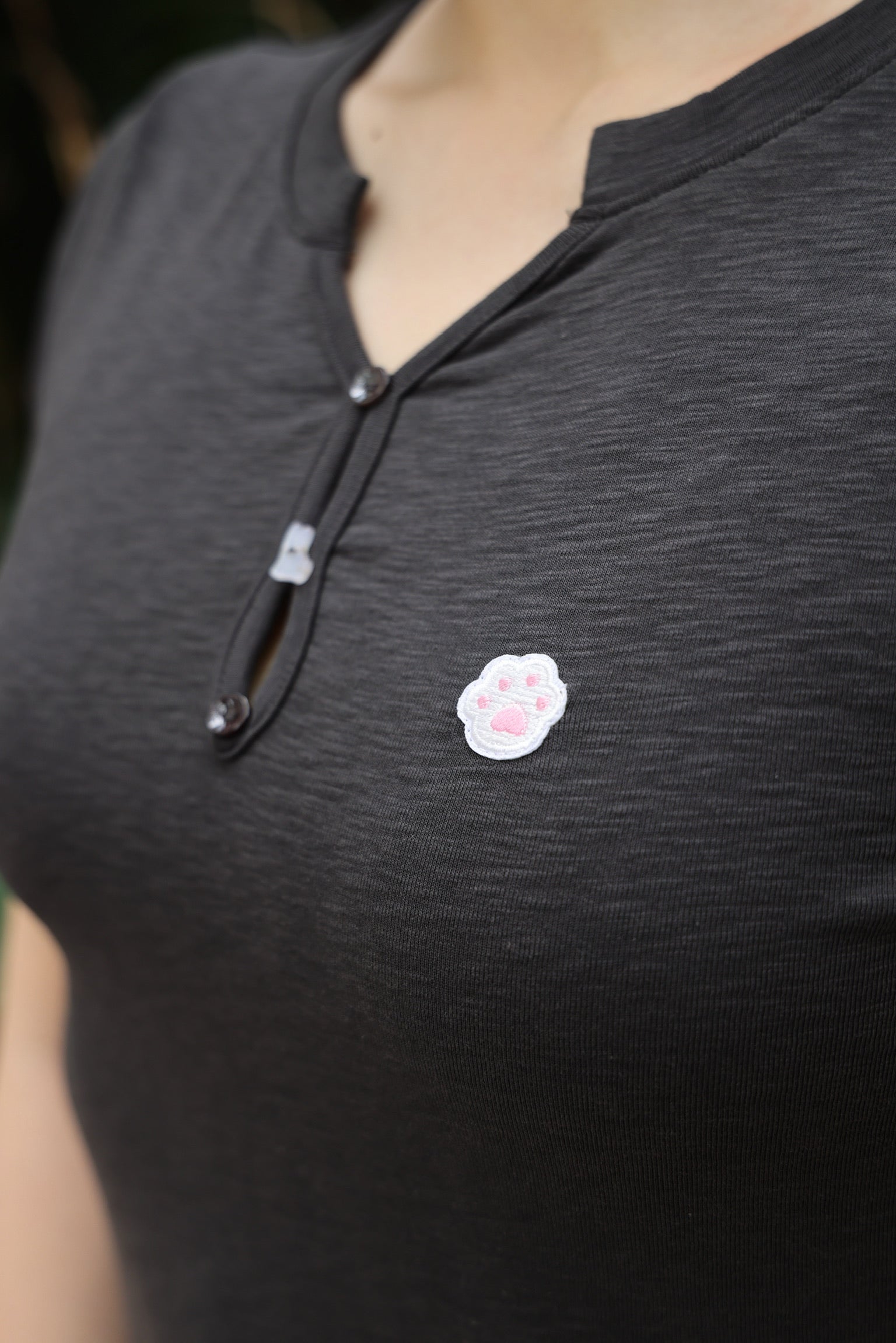 Kitty Paw Henley Cotton Tee (3 colours)