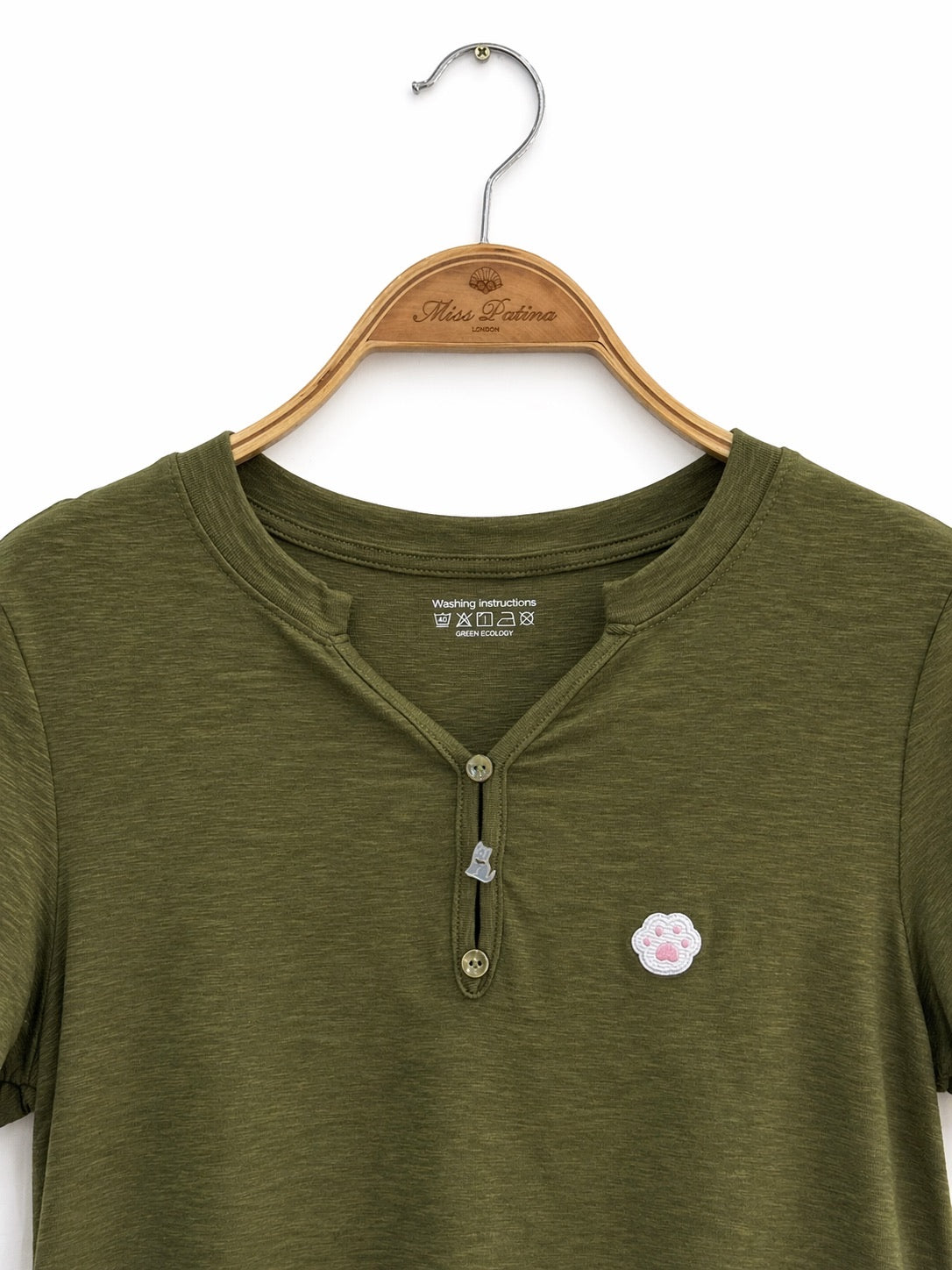 Kitty Paw Henley Cotton Tee (3 colours)