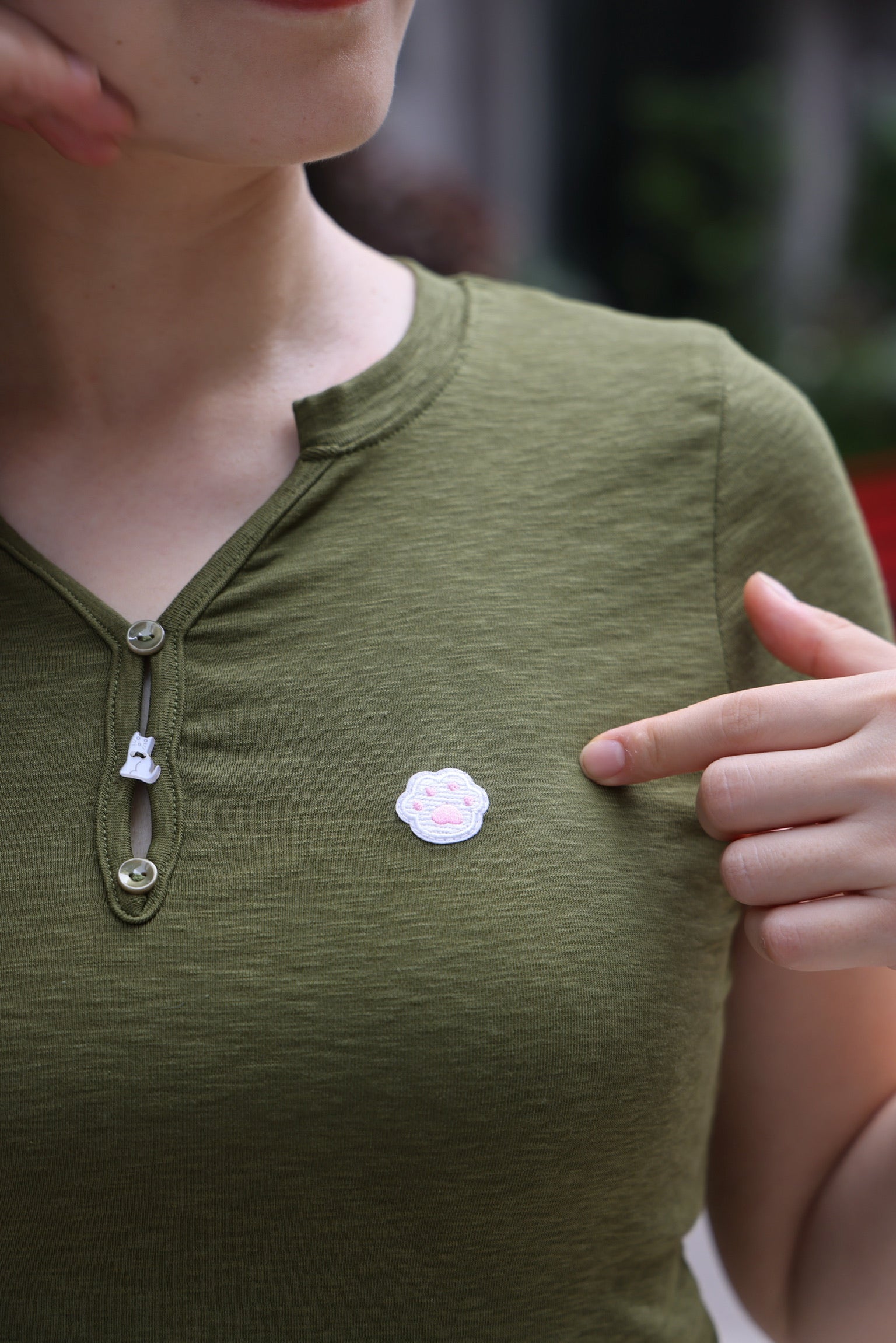 Kitty Paw Henley Cotton Tee (3 colours)