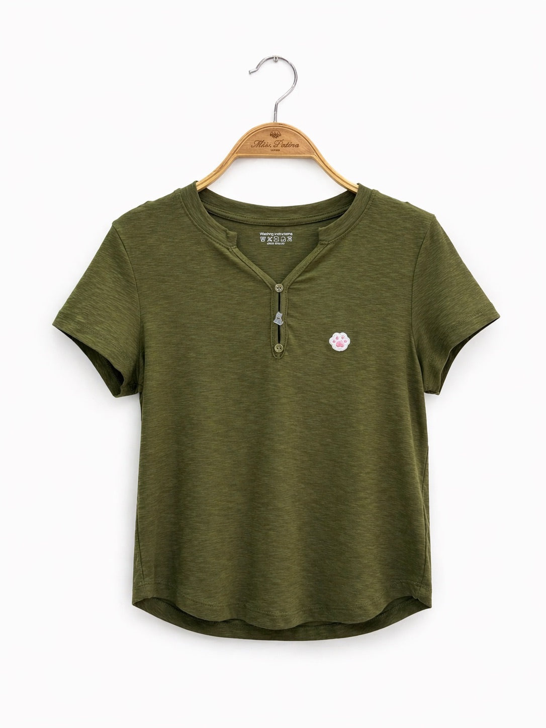 Kitty Paw Henley Cotton Tee (3 colours)