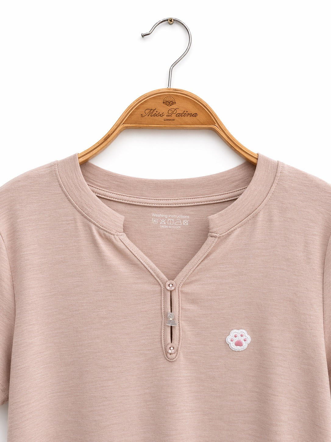 Kitty Paw Henley Cotton Tee (3 colours)