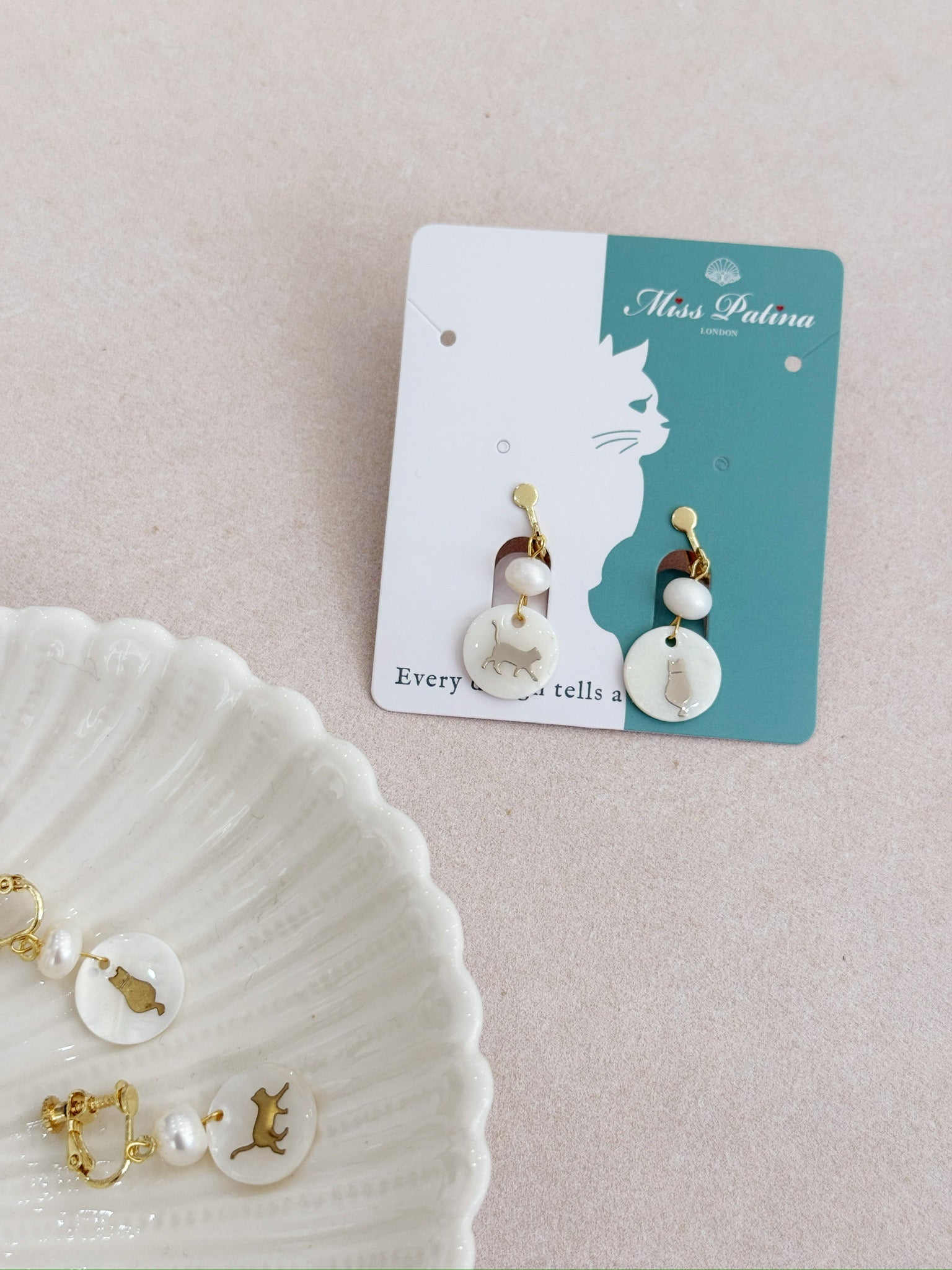 Kitty Silhouette Mother-of-Pearl Earrings