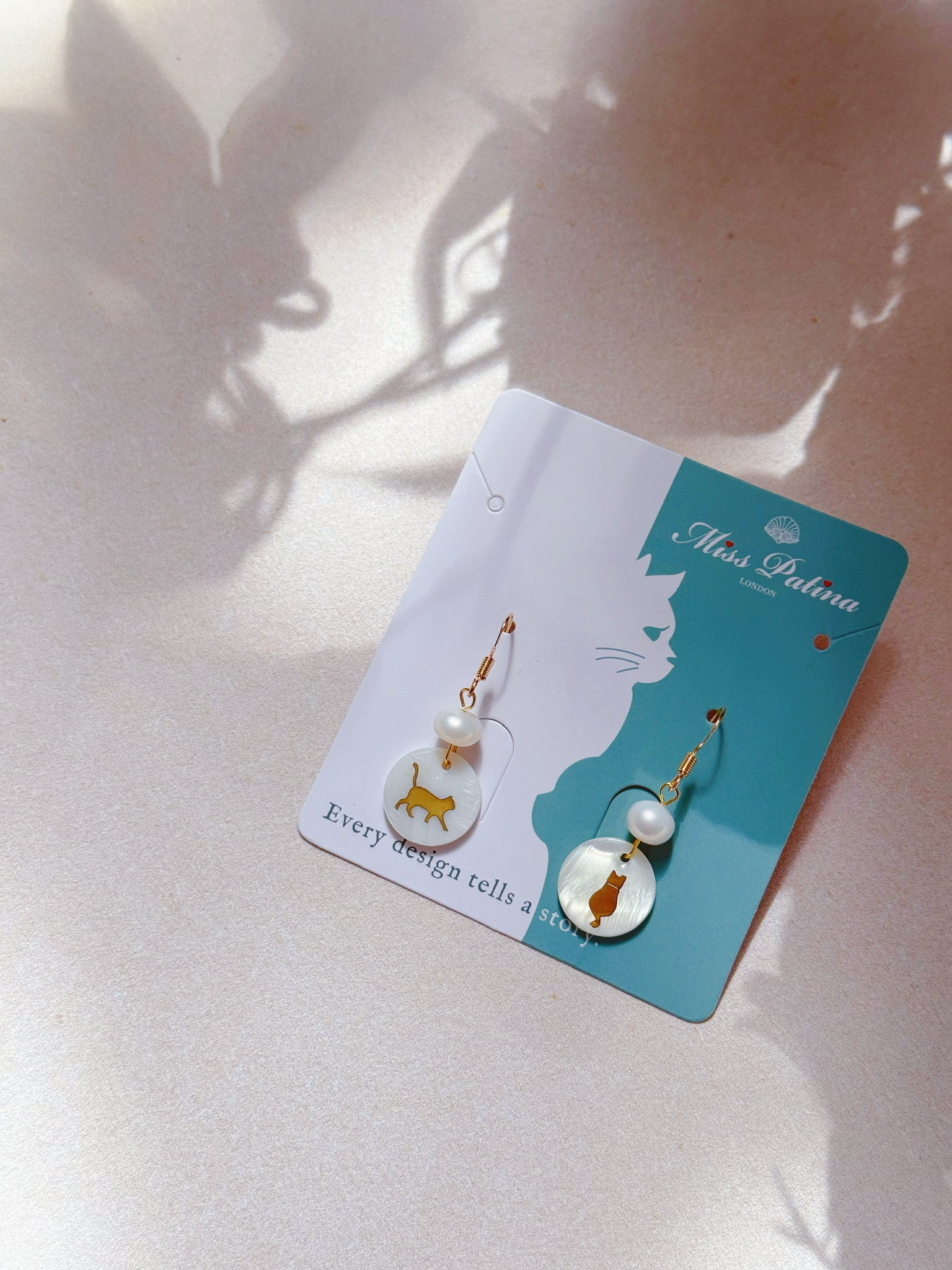 Kitty Silhouette Mother-of-Pearl Earrings