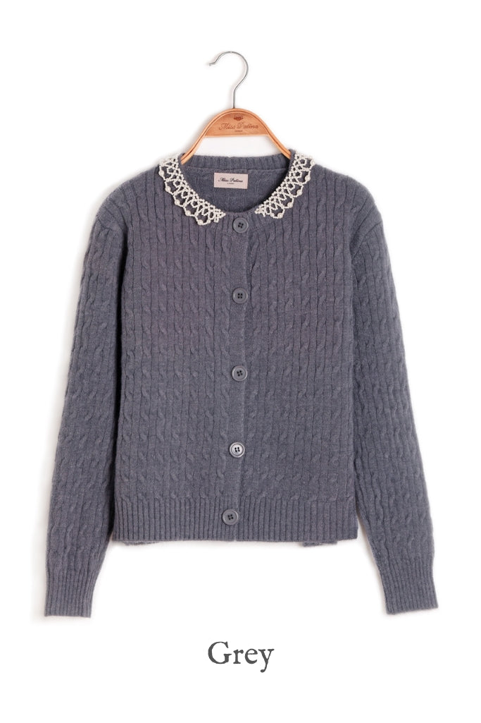 Lady Pearl Cable Cardigan (Grey)