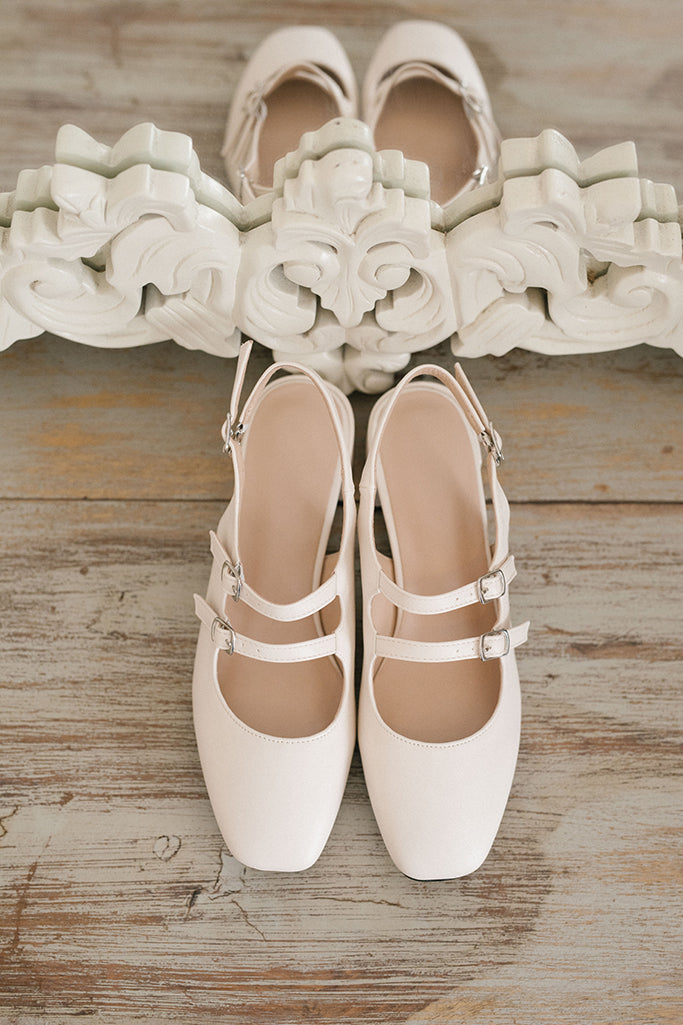 Leila Mary Jane Pumps(White)