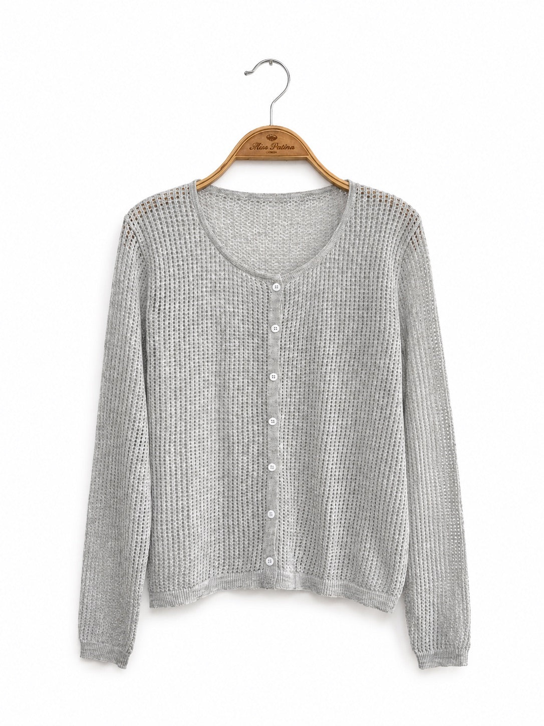 Linen-Mesh Summer Knit Set (Grey)