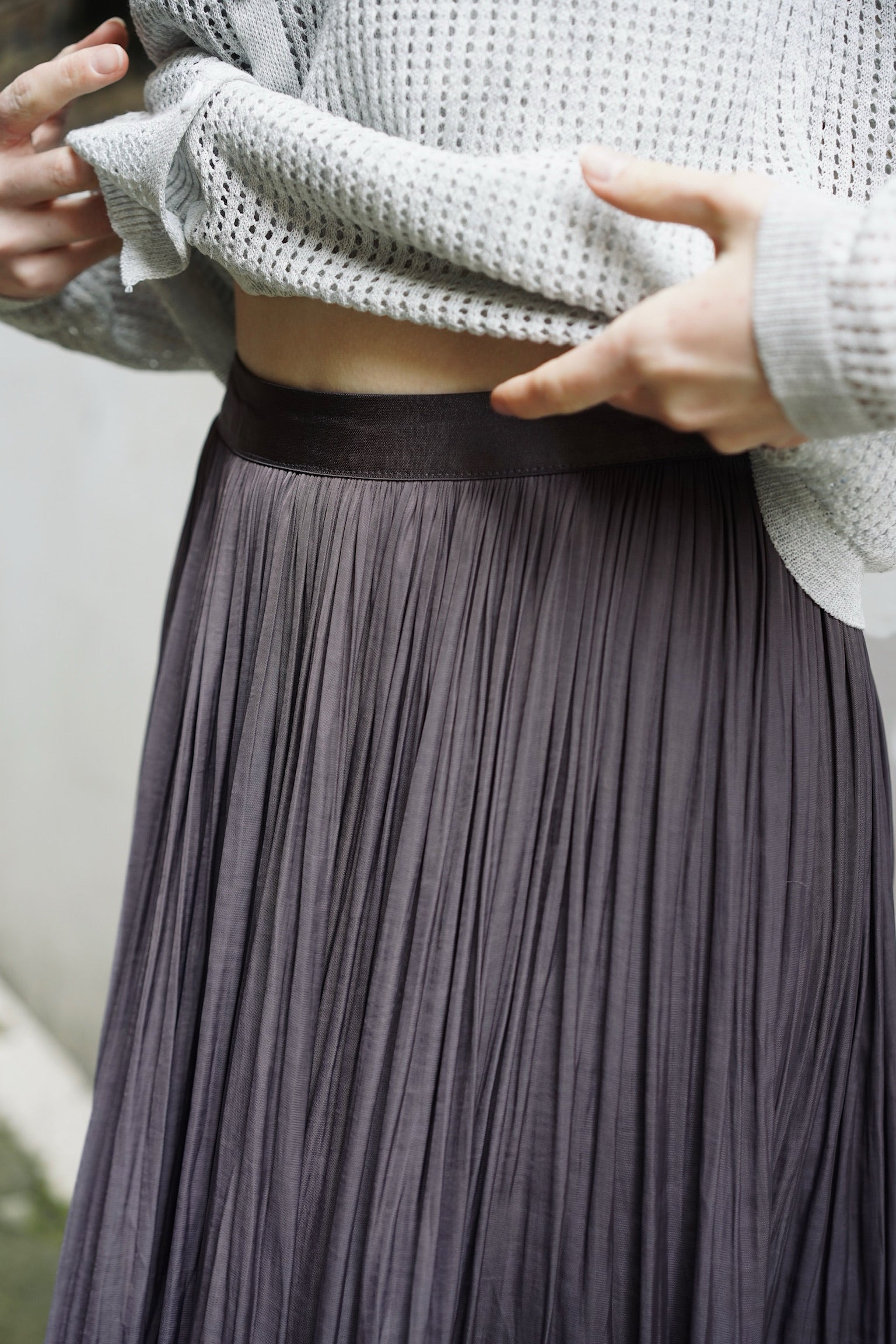 Silkfall Satin Skirt (Lilac Grey)