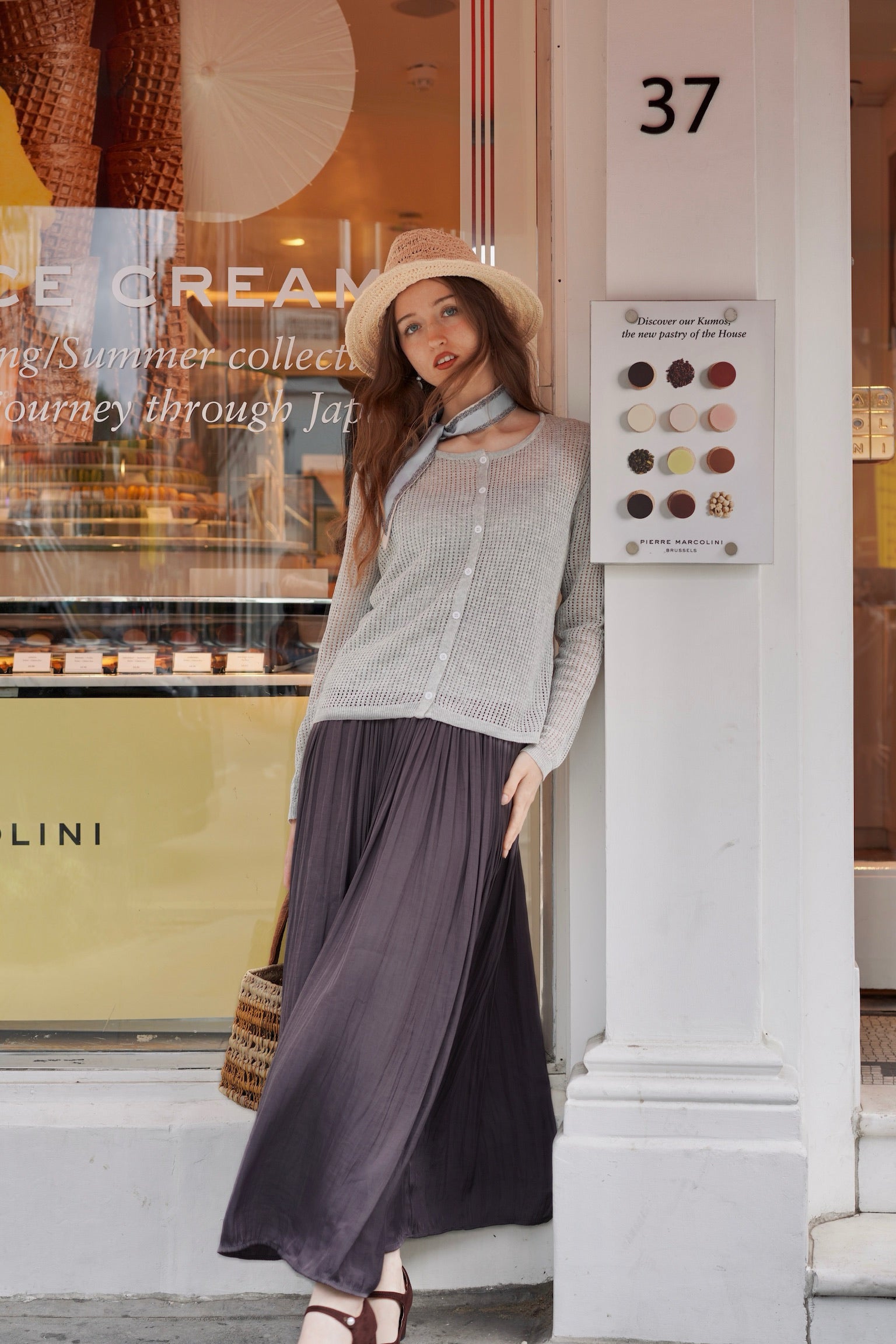 Silkfall Satin Skirt (Lilac Grey)