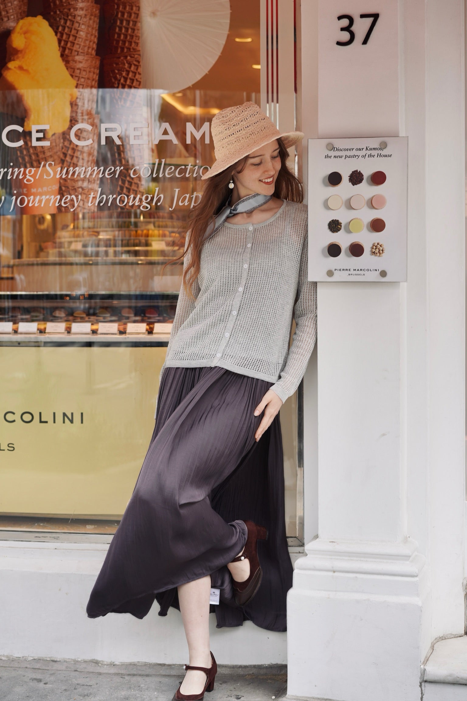 Silkfall Satin Skirt (Lilac Grey)