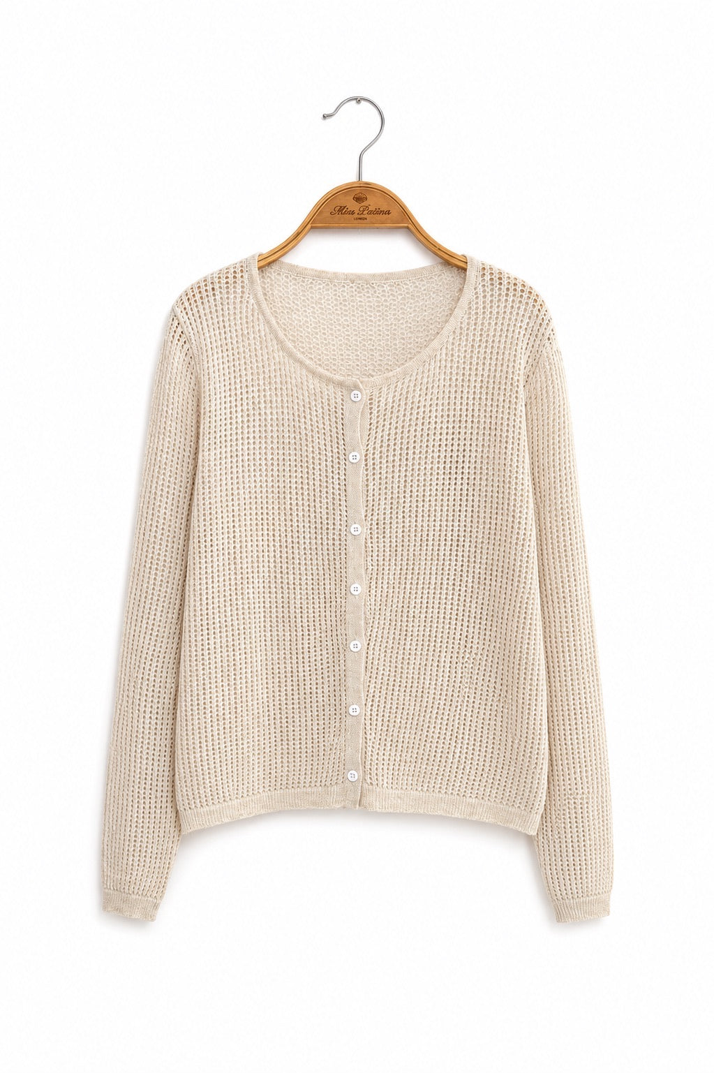 Linen-Mesh Summer Knit Set (Beige)